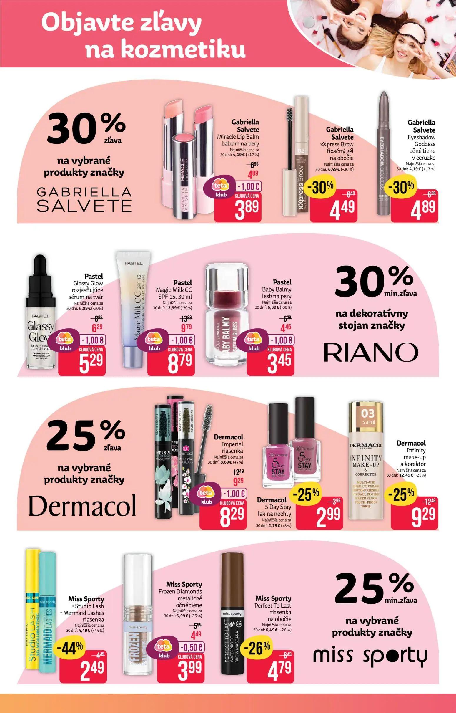 Teta Drogerie leták, strana 3 z 16 — Pastel Magic Milk CC SPF 15, Dermacol Imperial riasenka, Pastel Glassy Glow rozjasňujúc…