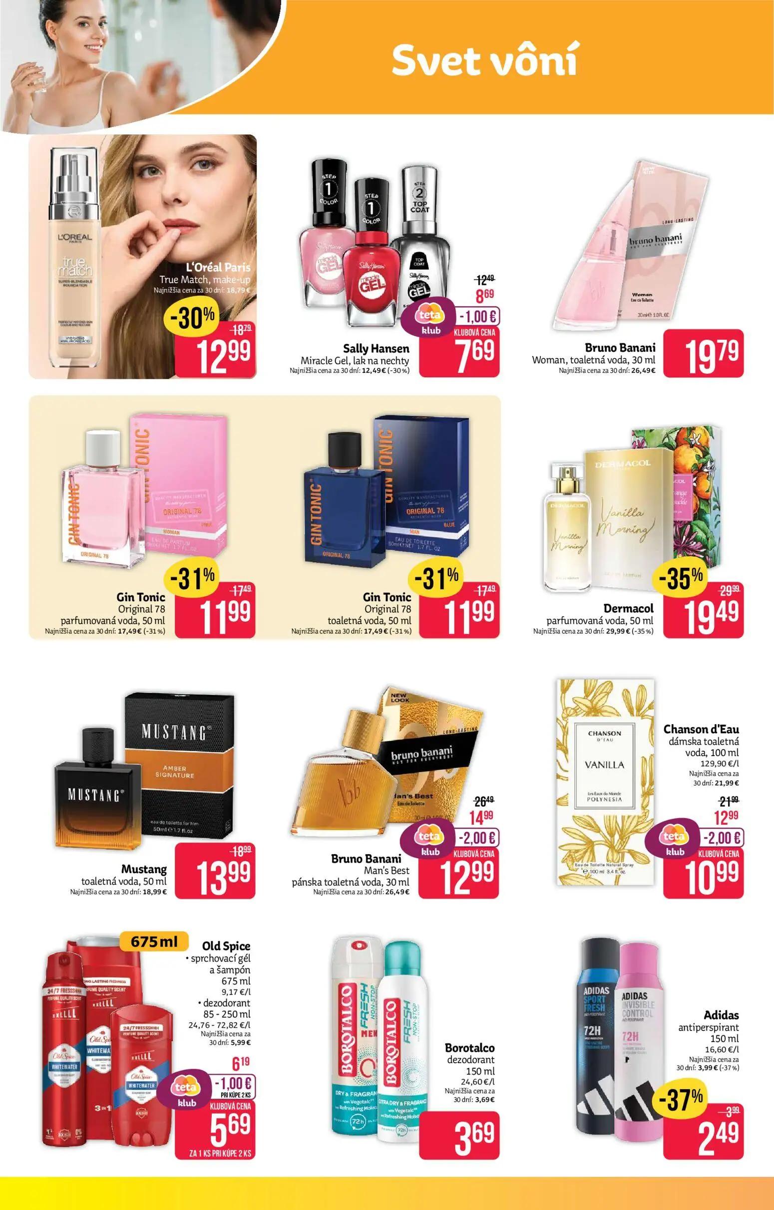 Teta Drogerie leták, strana 4 z 16 — Dermacol parfumovaná voda, L'Oréal Paris True Match, make-up, Gin Tonic Original 78 par…