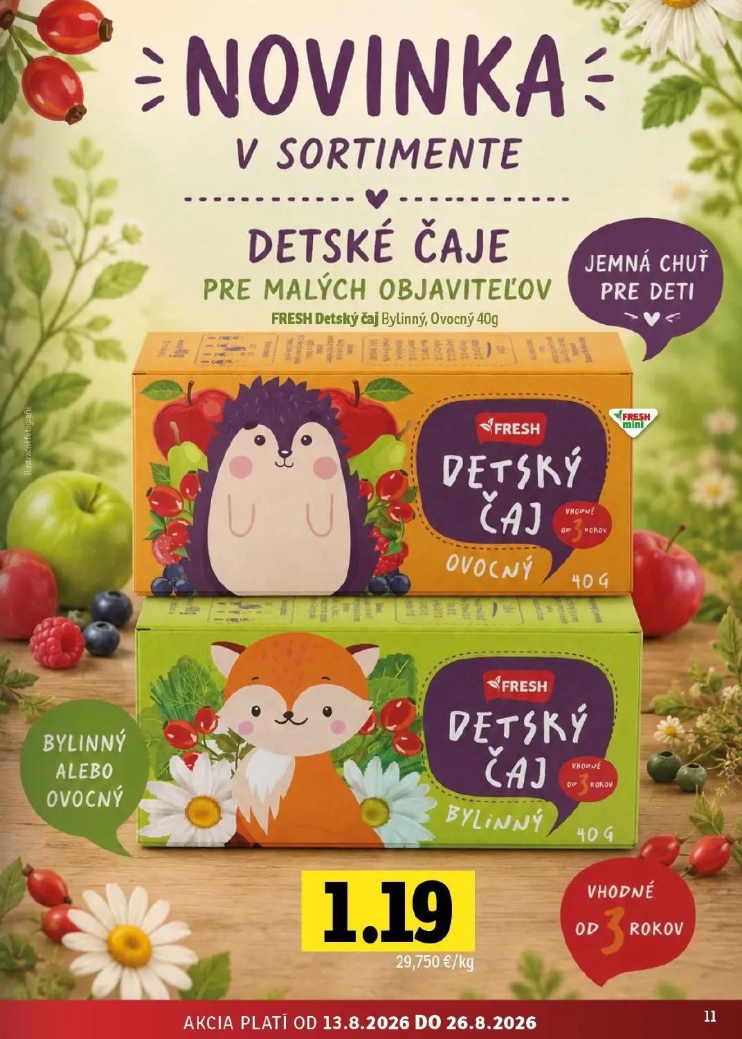 Fresh - západ leták, strana 11 z 48 — Detský čaj Bylinný, Ovocný