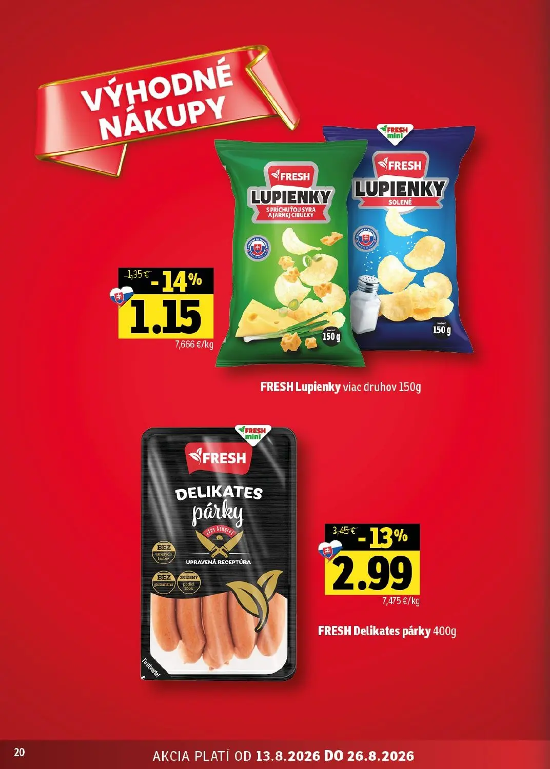 Fresh - západ leták, strana 20 z 48 — FRESH Delikates párky, FRESH Lupienky viac druhov