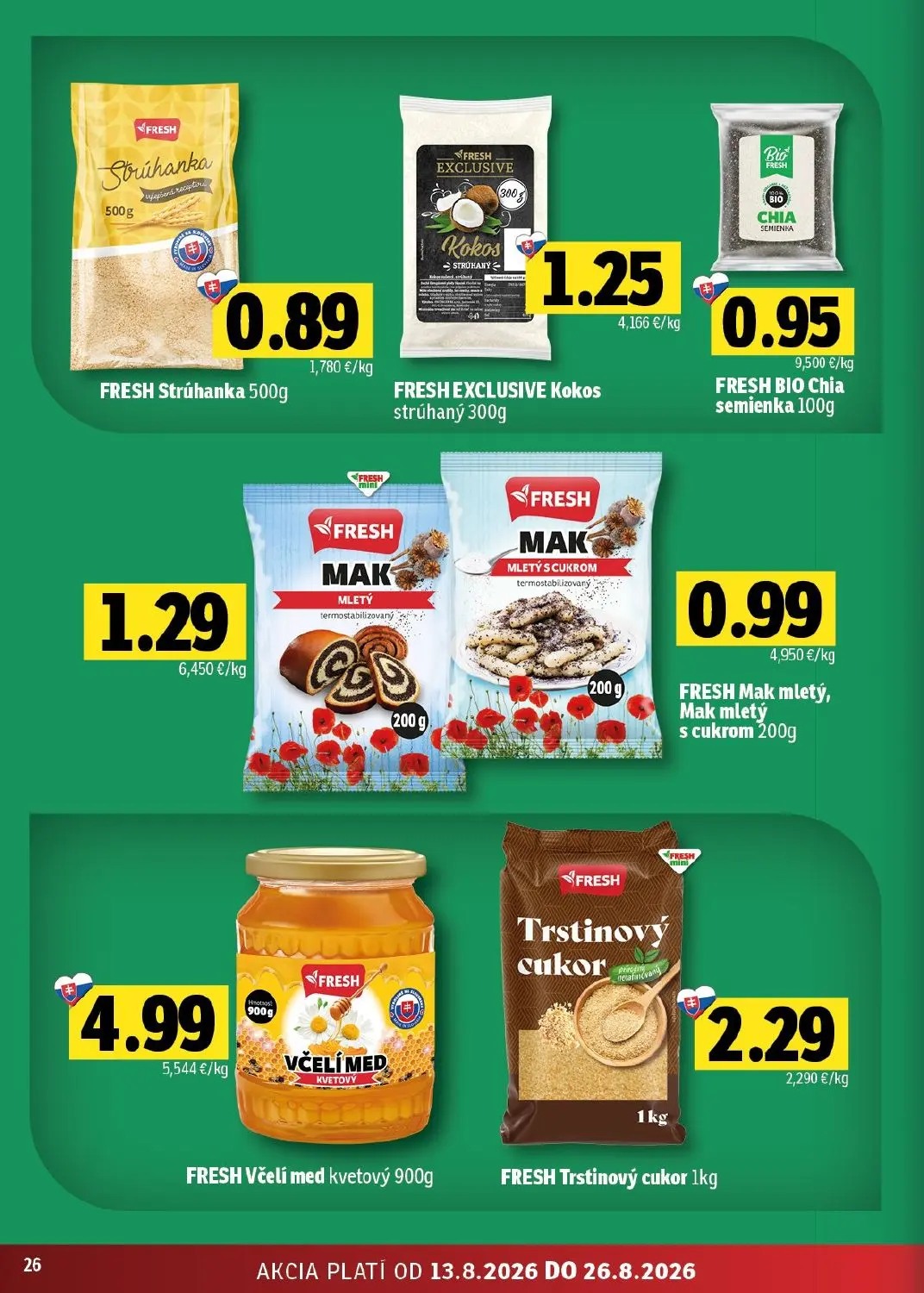 Fresh - západ leták, strana 26 z 48 — FRESH Strúhanka, FRESH EXCLUSIVE Kokos strúhaný, FRESH BIO Chia semienka