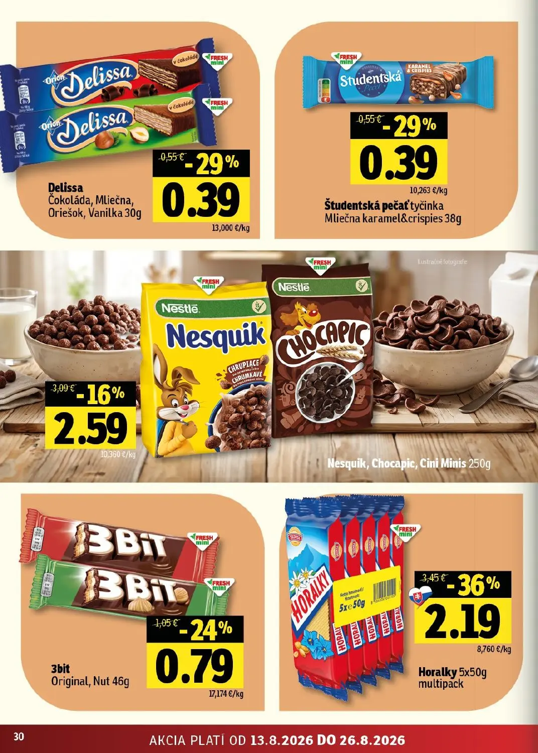 Fresh - západ leták, strana 30 z 48 — Horalky multipack, Nesquik, Chocapic, Cini Minis, 3bit Original, Nut