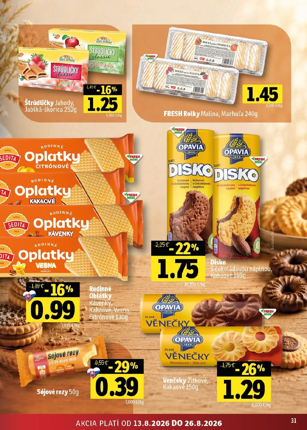 Fresh - západ leták, strana 31 z 48 — Disko S čokoládovou náplňou, Kakaové, Venčeky Žitkové, Kakaové, Štrúdličky Jahody, Jab…