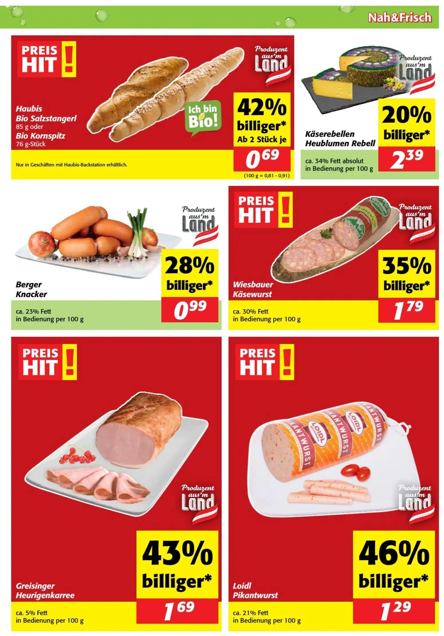 Nah & Frisch Prospekt, Seite 3 von 8 — Greisinger Heurigenkarree, Loidl Pikantwurst, Wiesbauer Käsewurst