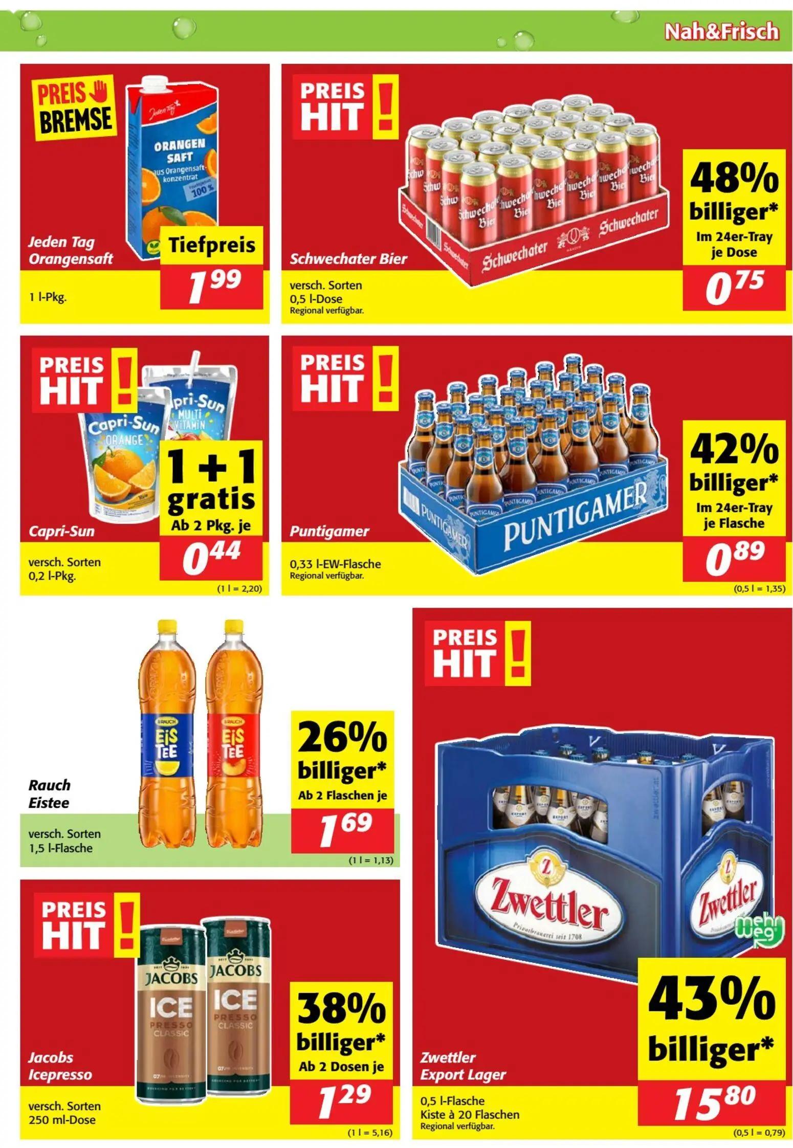 Nah & Frisch Prospekt, Seite 7 von 8 — Zwettler Export Lager, Jacobs Icepresso, Schwechater Bier