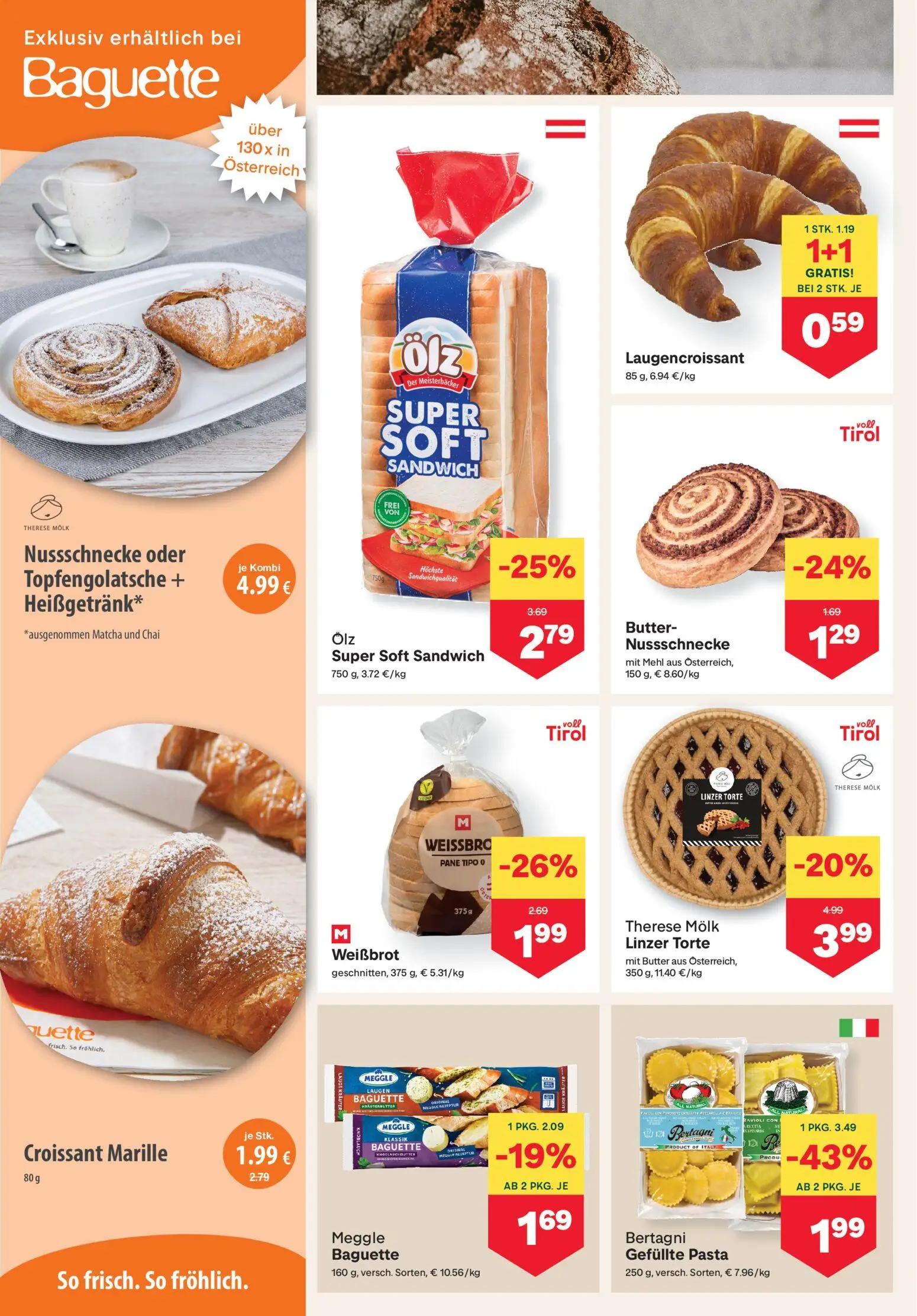 MPREIS Prospekt, Seite 4 von 16 — Bertagni Gefüllte Pasta, Therese Mölk Linzer Torte, Ölz Super Soft Sandwich