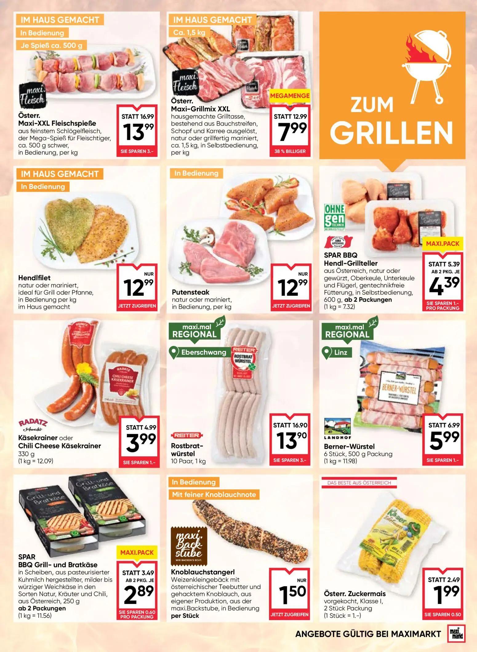 Maximarkt Prospekt, Seite 7 von 24 — Österr. Maxi-Grillmix XXL hausgemachte Grilltasse, bestehend aus Bauchstreifen, Schopf …