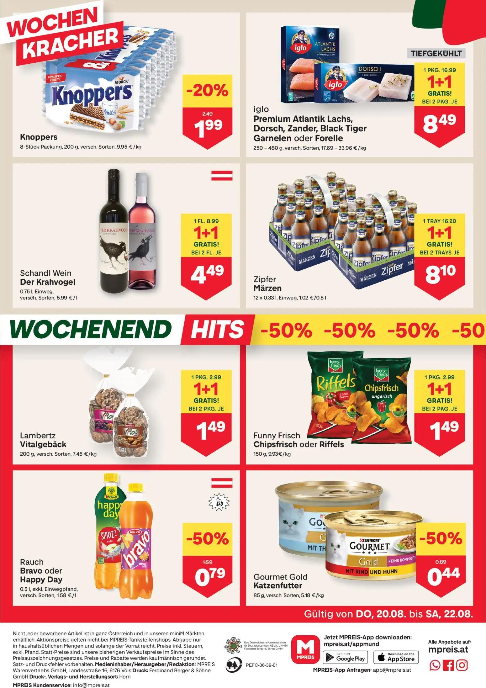 MPREIS Prospekt, Seite 12 von 16 — iglo Premium Atlantik Lachs, Dorsch, Zander, Black Tiger Garnelen oder Forelle, Zipfer Mä…