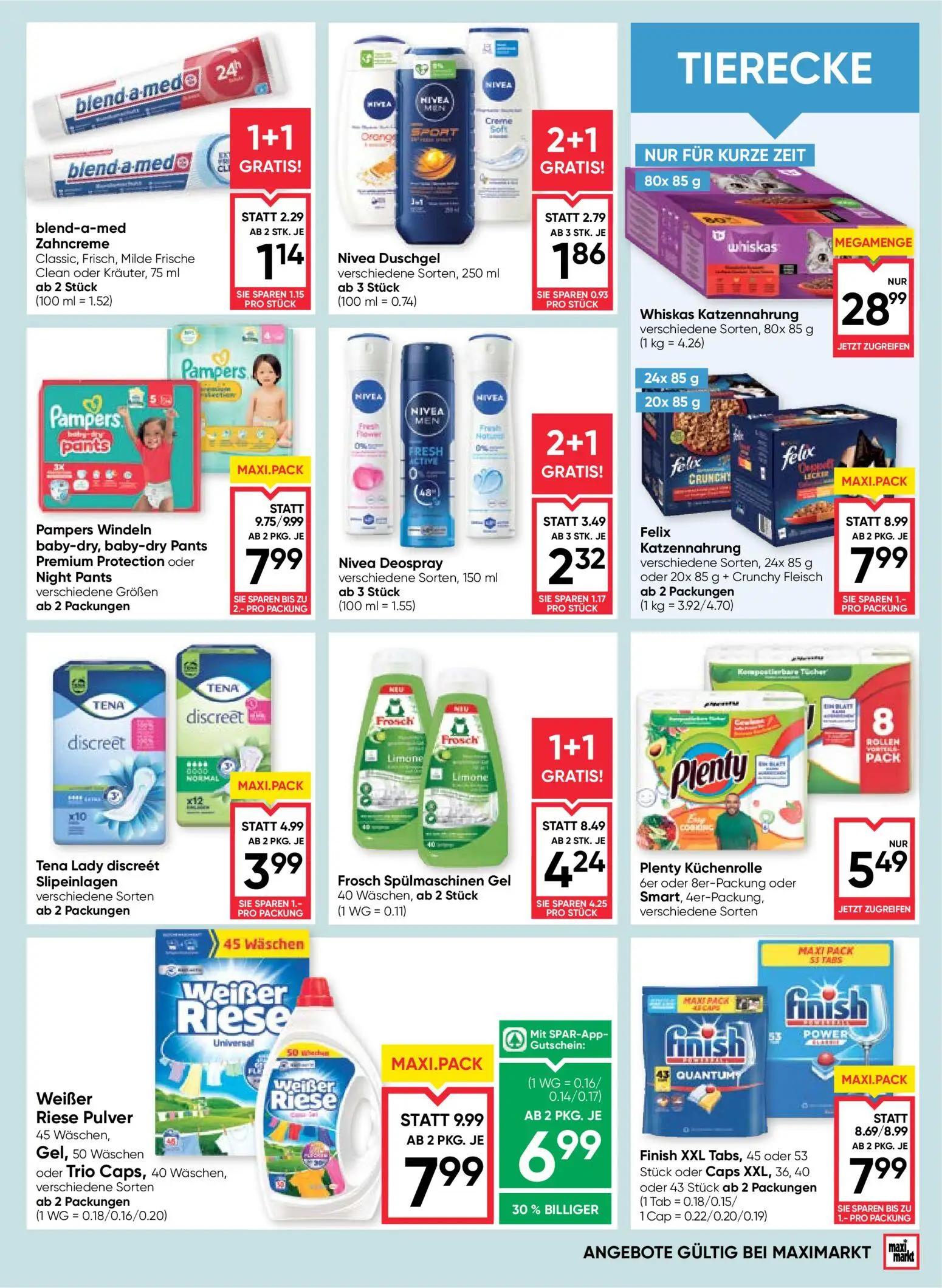 Maximarkt Prospekt, Seite 15 von 24 — Frosch Spülmaschinen Gel 40 Wäschen, ab 2 Stück, Weißer Riese Pulver 45 Wäschen, Gel, …