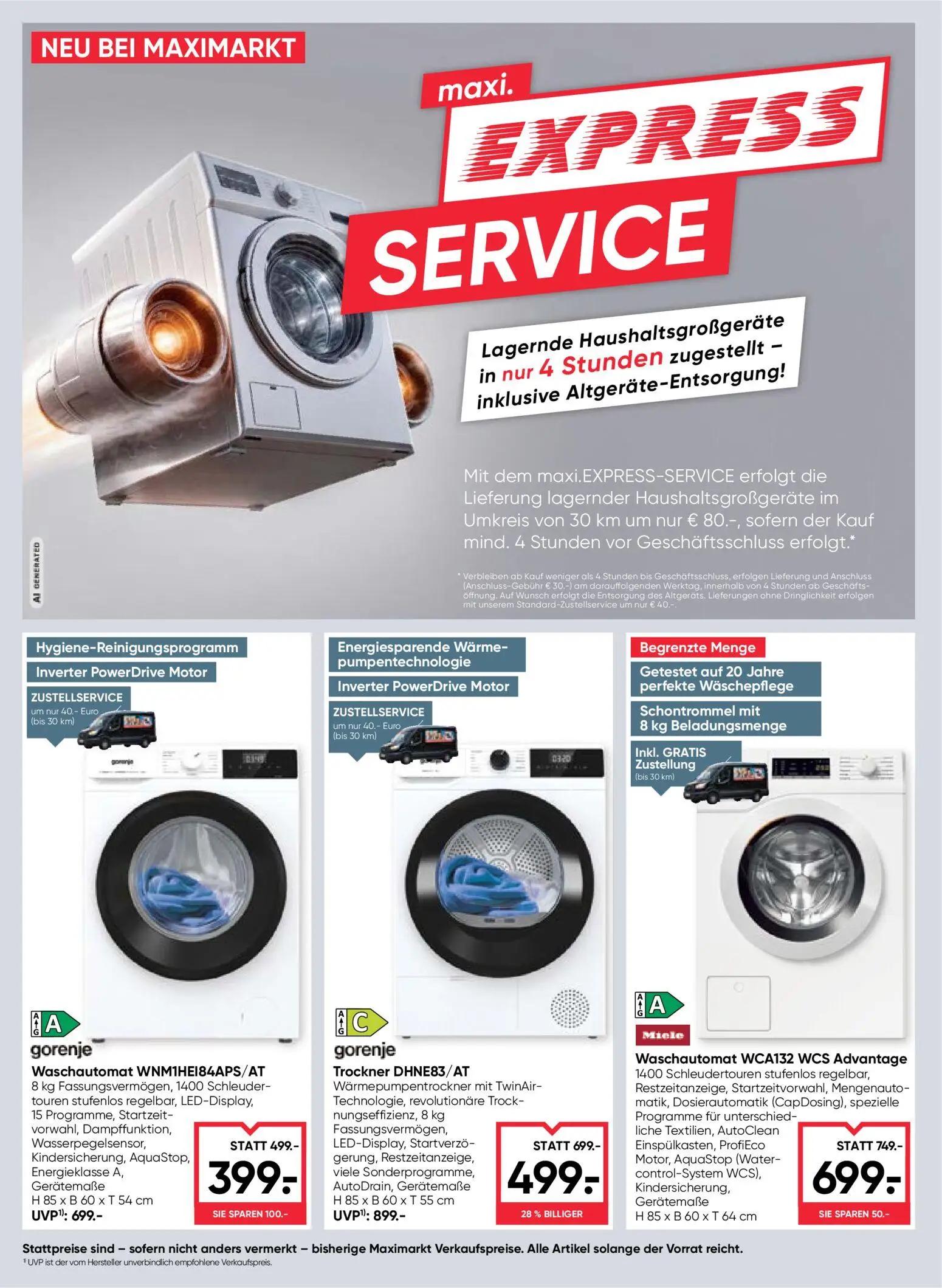 Maximarkt Prospekt, Seite 20 von 24 — Trockner DHNE83/AT, Waschautomat WNM1HEI84APS/AT, Waschautomat WCA132 WCS Advantage