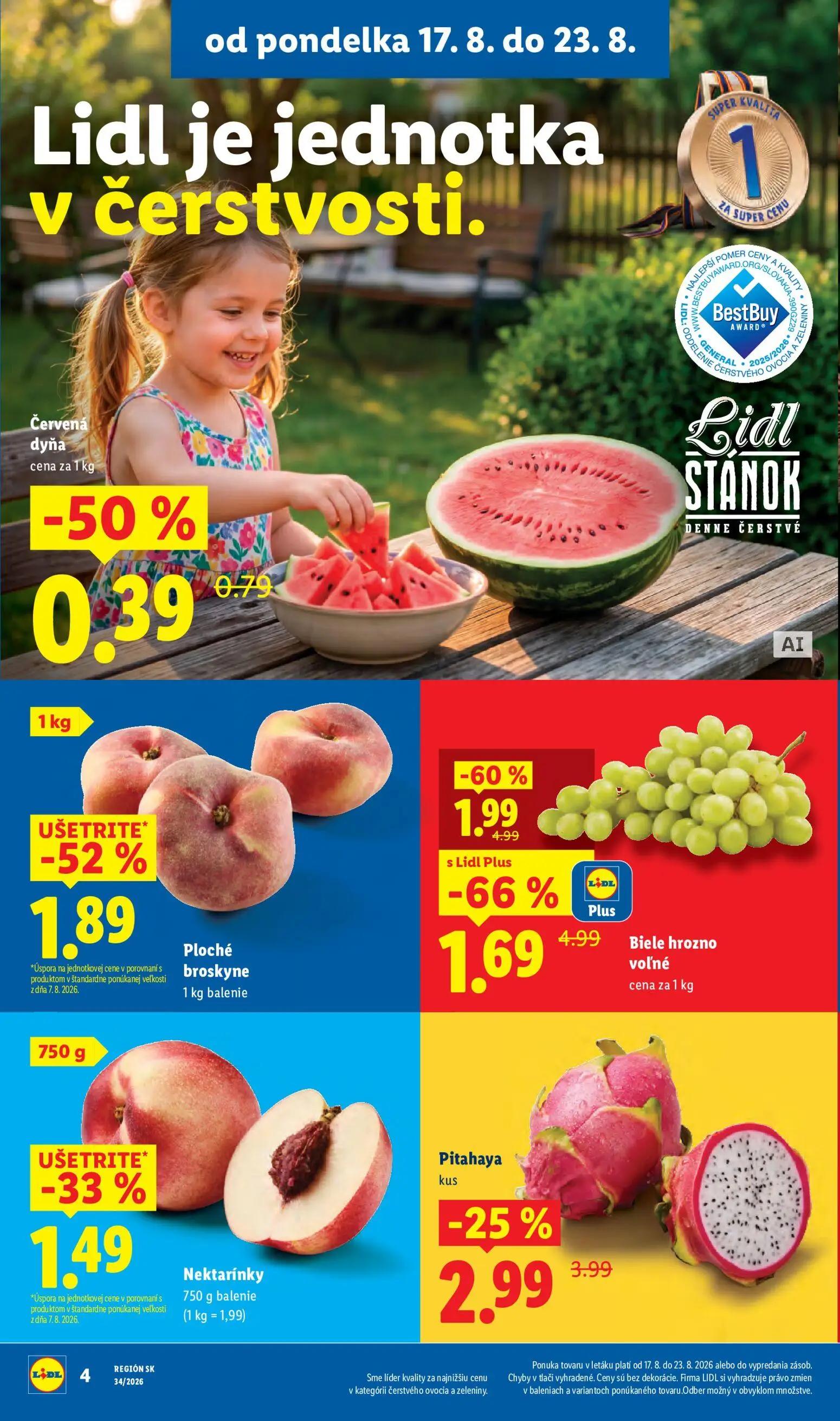 Lidl leták, strana 8 z 95 — Biele hrozno voľné, Ploché broskyne, Nektarínky