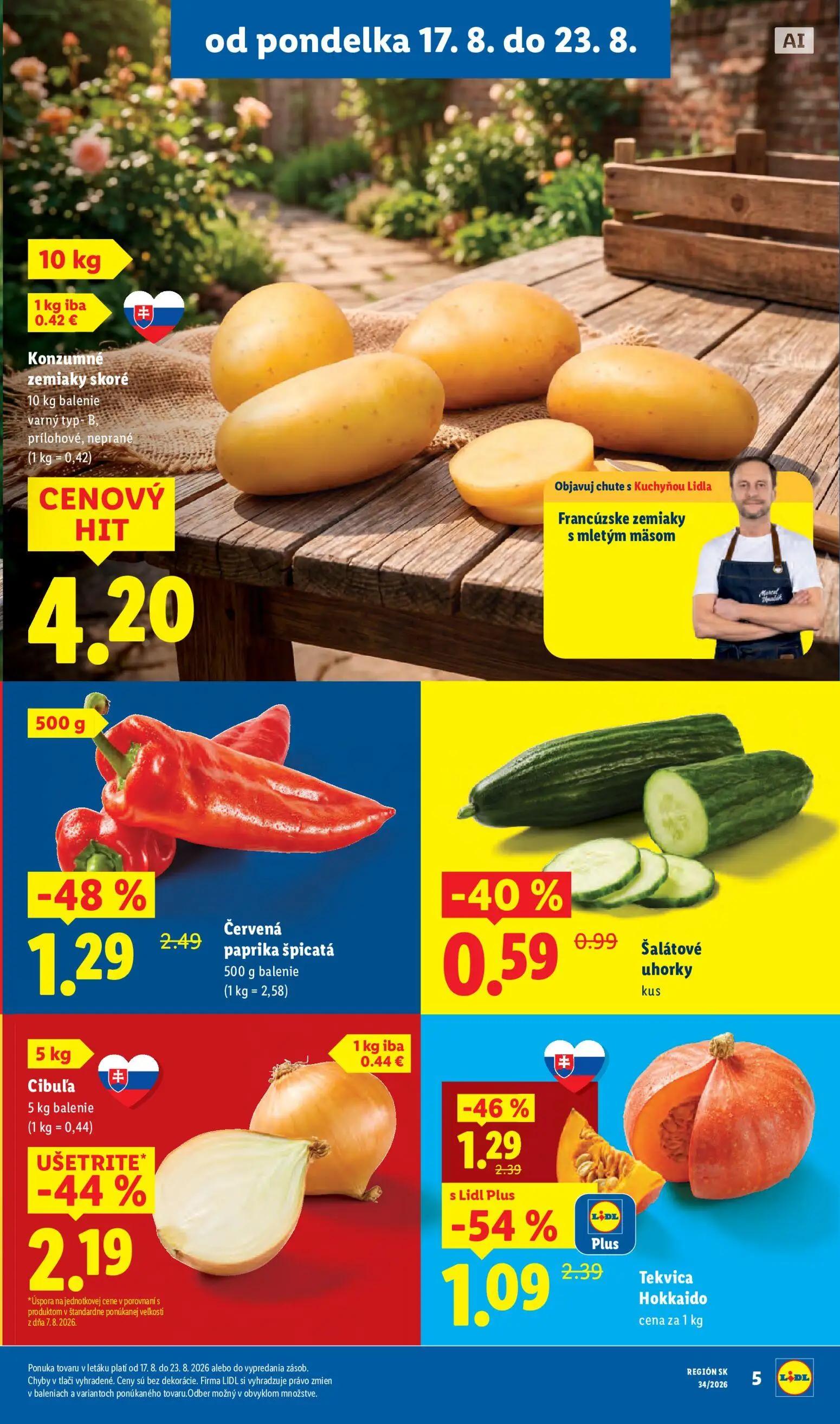 Lidl leták, strana 9 z 95 — Tekvica Hokkaido, Červená paprika špicatá, Šalátové uhorky