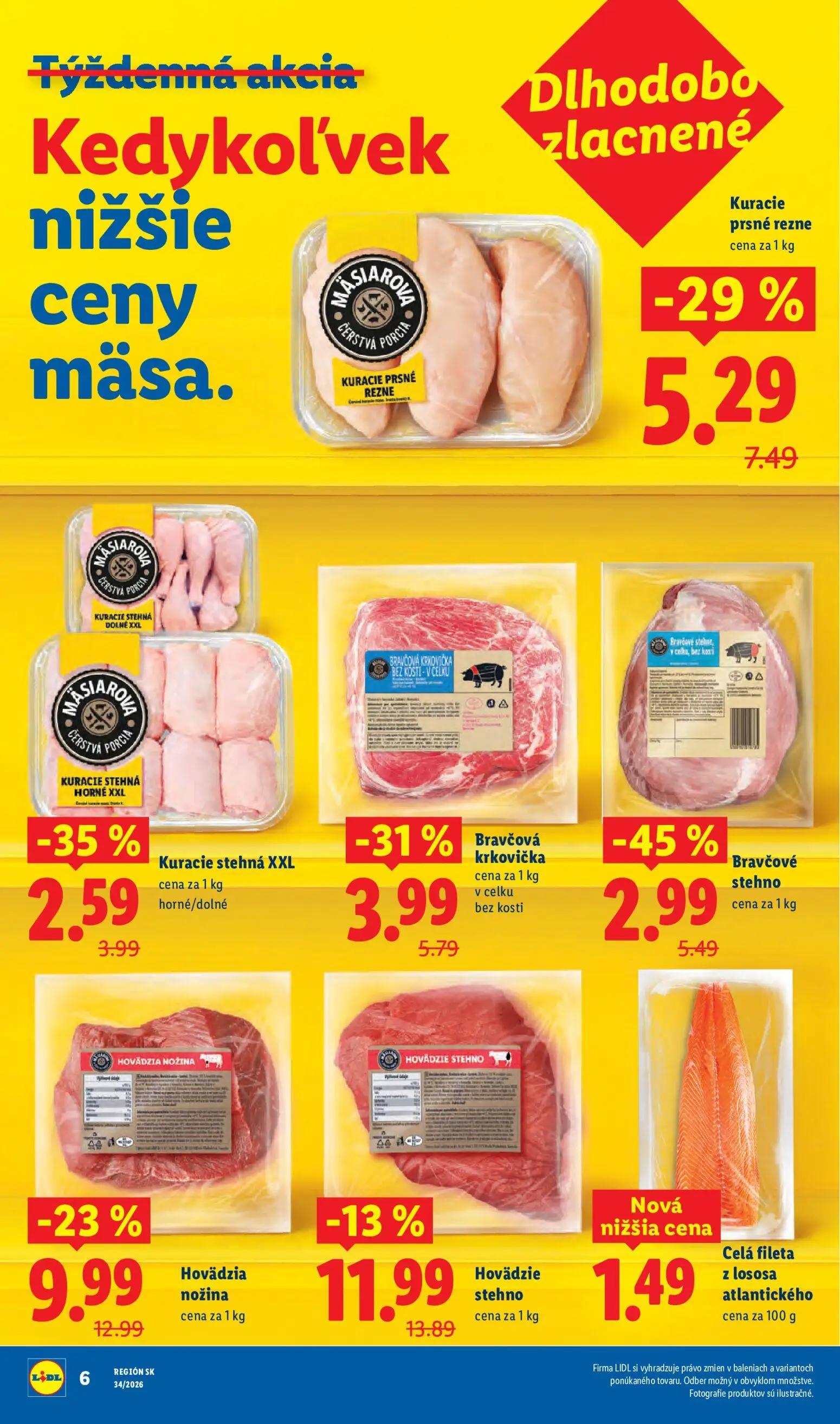 Lidl leták, strana 10 z 95 — Kuracie prsné rezne, Bravčová krkovička v celku bez kosti