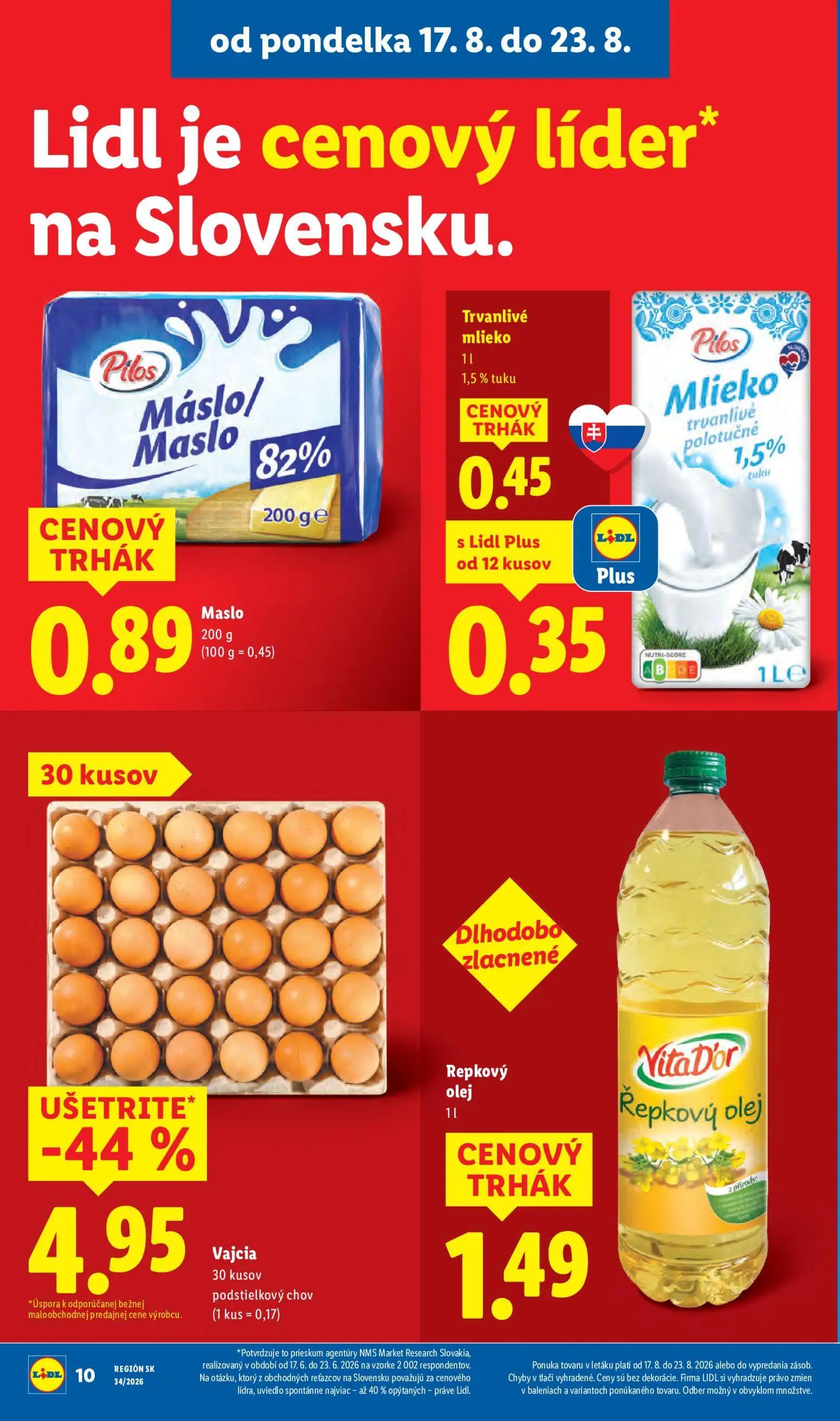 Lidl leták, strana 14 z 95 — Vajcia, Trvanlivé mlieko, Maslo