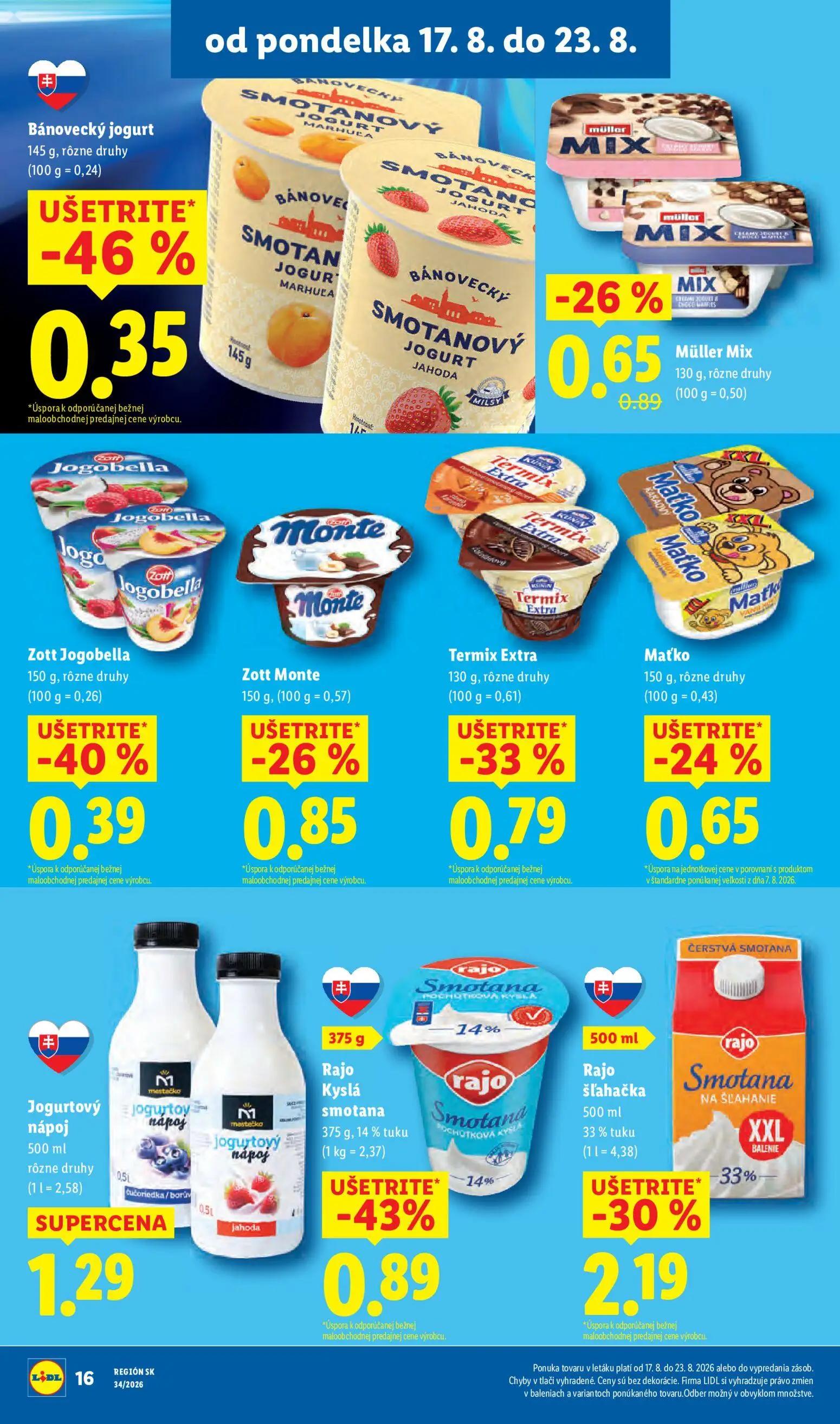 Lidl leták, strana 20 z 95 — Termix Extra, Müller Mix, Jogurtový nápoj