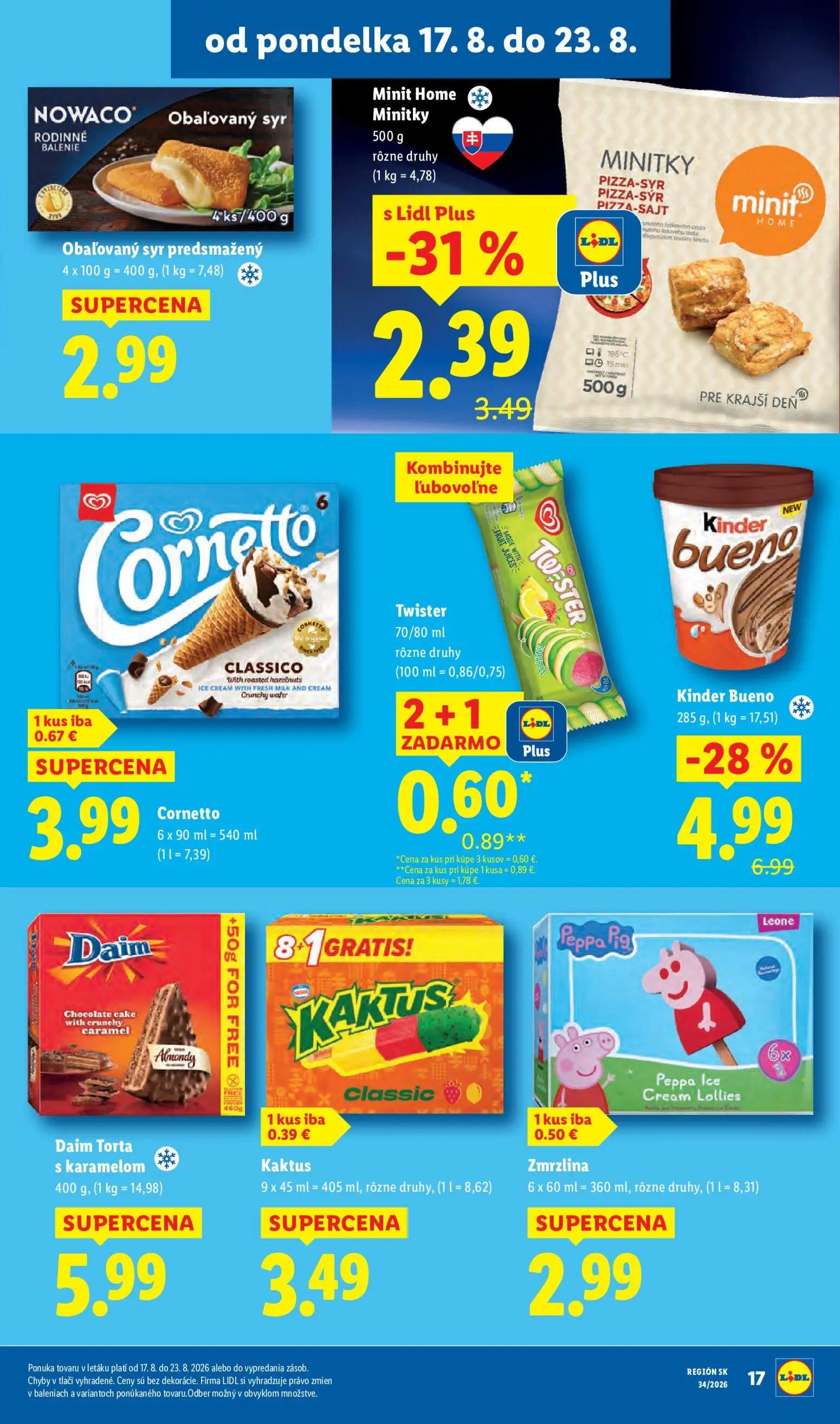 Lidl leták, strana 21 z 95 — Minitky, Cornetto