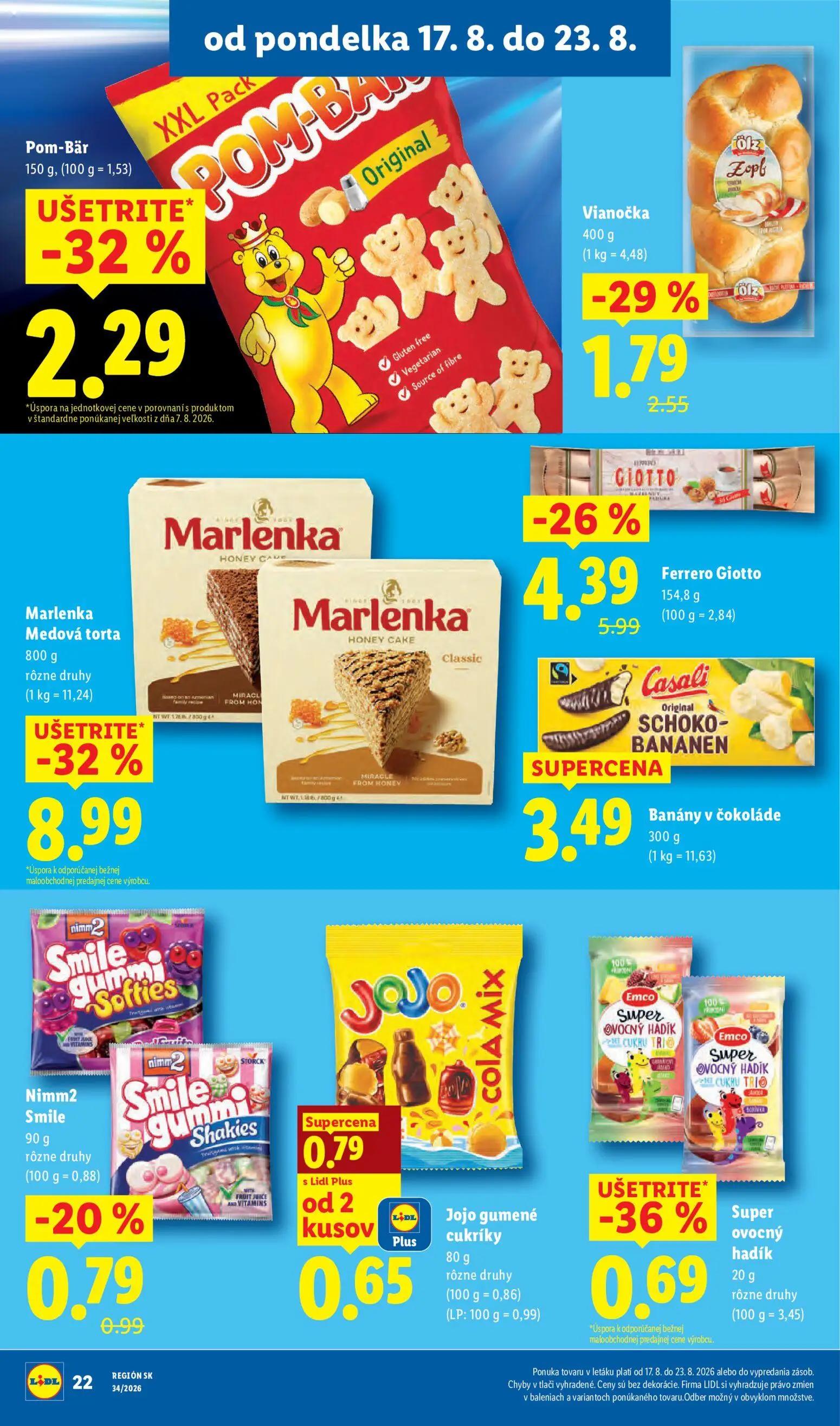 Lidl leták, strana 26 z 95 — Marlenka Medová torta, Ferrero Giotto, Vianočka