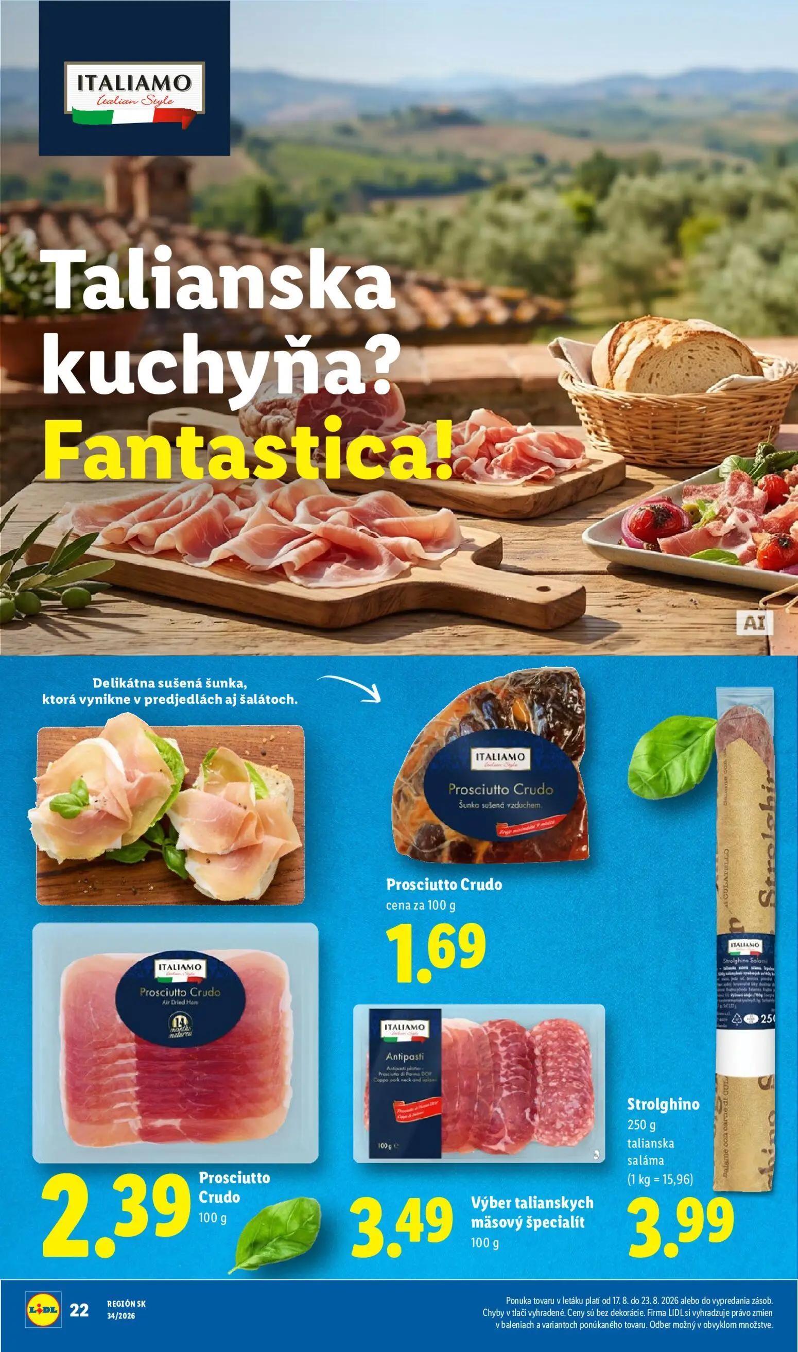 Lidl leták, strana 28 z 95 — Prosciutto Crudo, Prosciutto Crudo, Výber talianskych mäsový špecialít