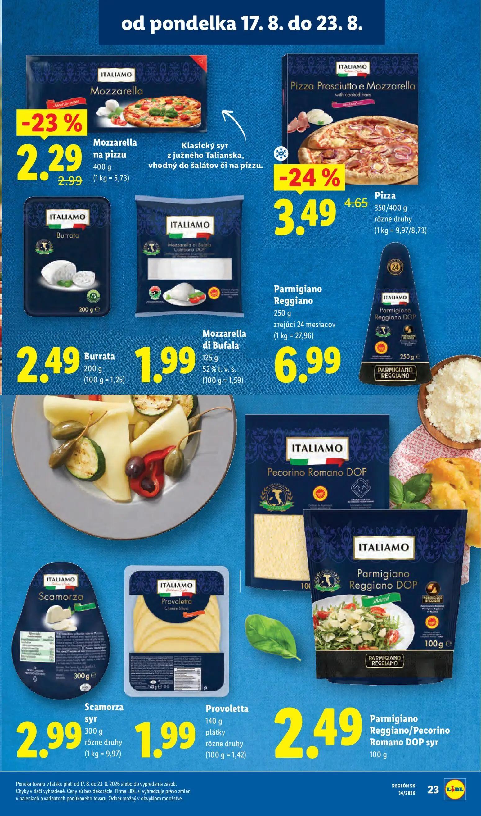 Lidl leták, strana 29 z 95 — Burrata, Parmigiano Reggiano, Parmigiano Reggiano/Pecorino Romano DOP syr