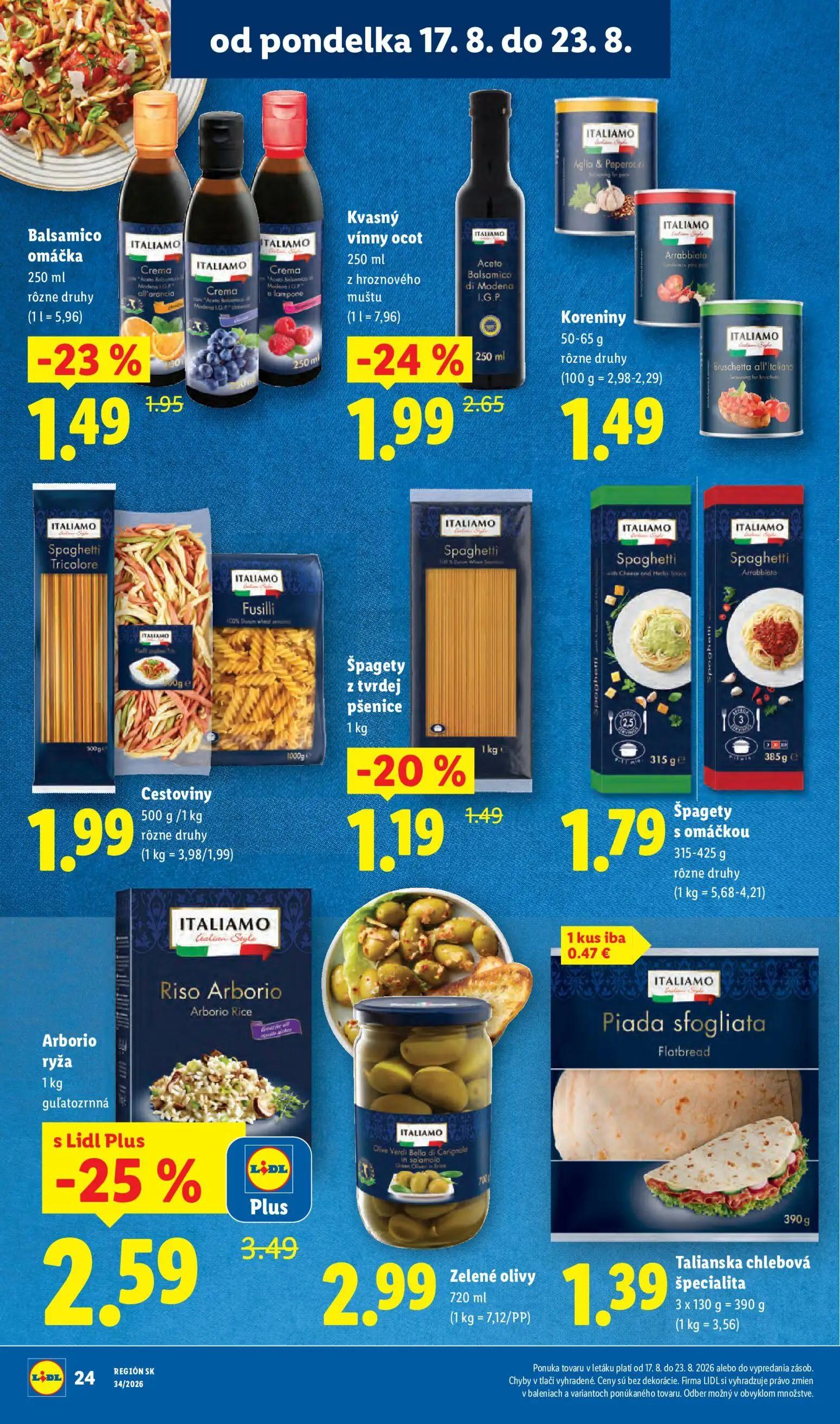 Lidl leták, strana 30 z 95 — Špagety z tvrdej pšenice, Cestoviny, Špagety s omáčkou