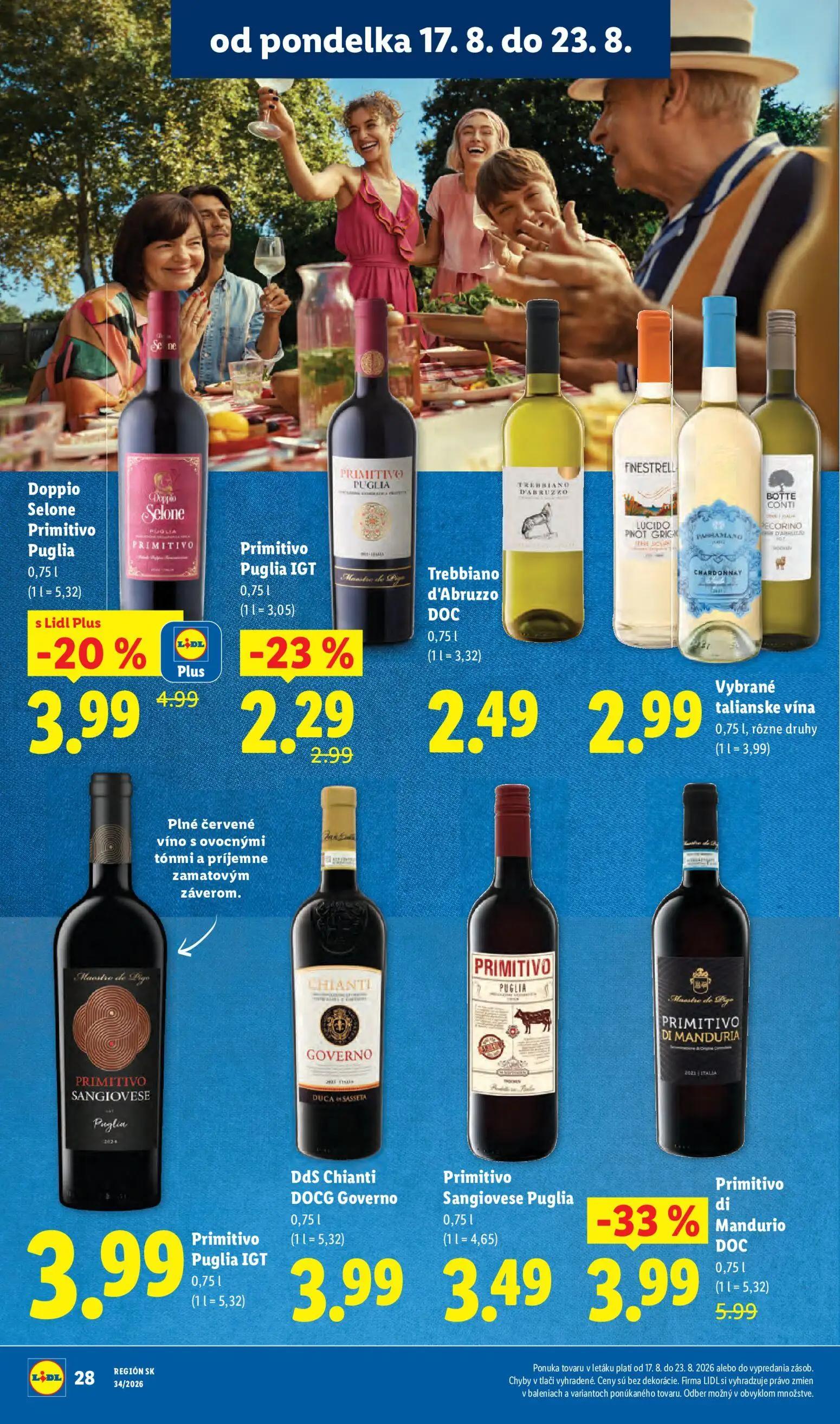 Lidl leták, strana 34 z 95 — Primitivo di Mandurio DOC, Doppio Selone Primitivo Puglia, Primitivo Puglia IGT