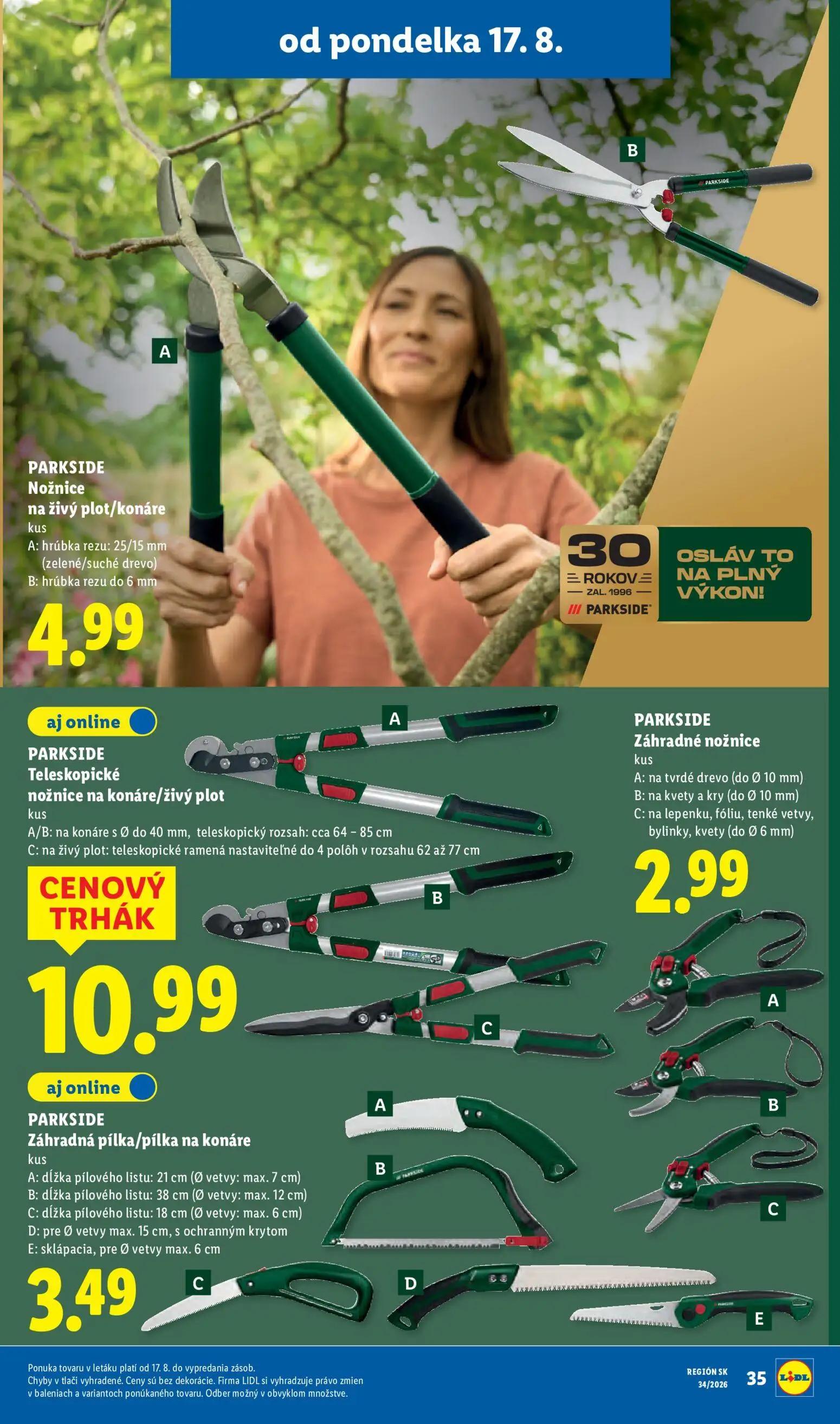 Lidl leták, strana 49 z 95 — Nožnice na živý plot/konáre