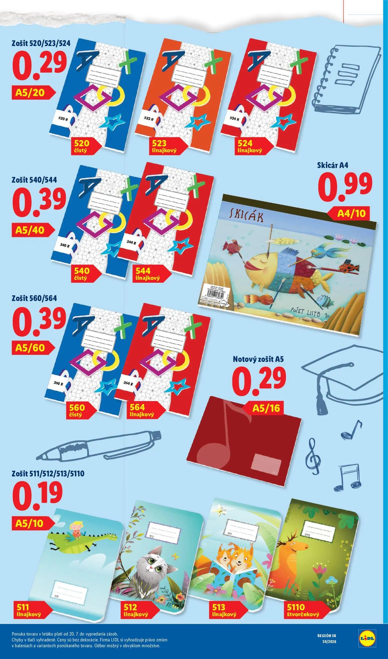 Lidl leták, strana 57 z 95 — Zošit 520/523/524, Zošit 540/544, Skicár A4