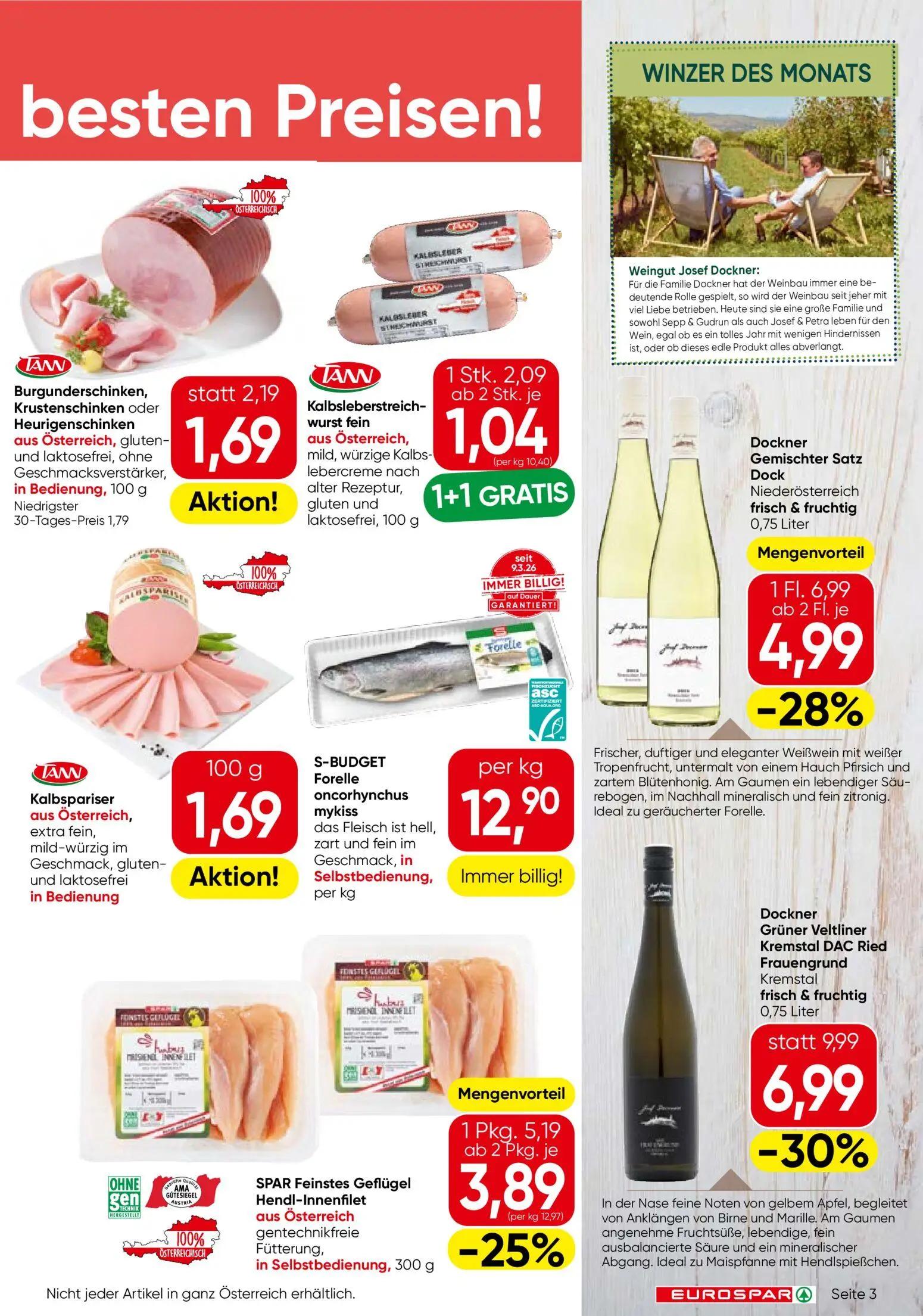 Eurospar Prospekt, Seite 3 von 16 — Dockner Grüner Veltliner Kremstal DAC Ried Frauengrund, Dockner Gemischter Satz Dock, SP…