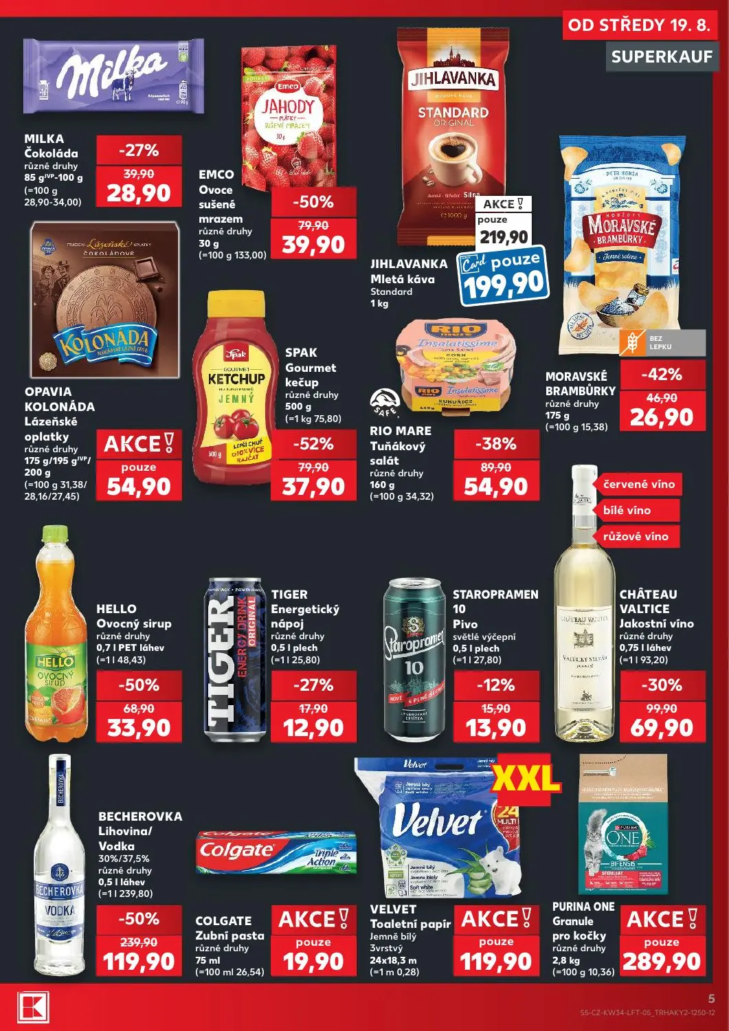 Kaufland leták, strana 5 z 52 — EMCO Ovoce sušené mrazem, HELLO Ovocný sirup, JIHLAVANKA Mletá káva Standard