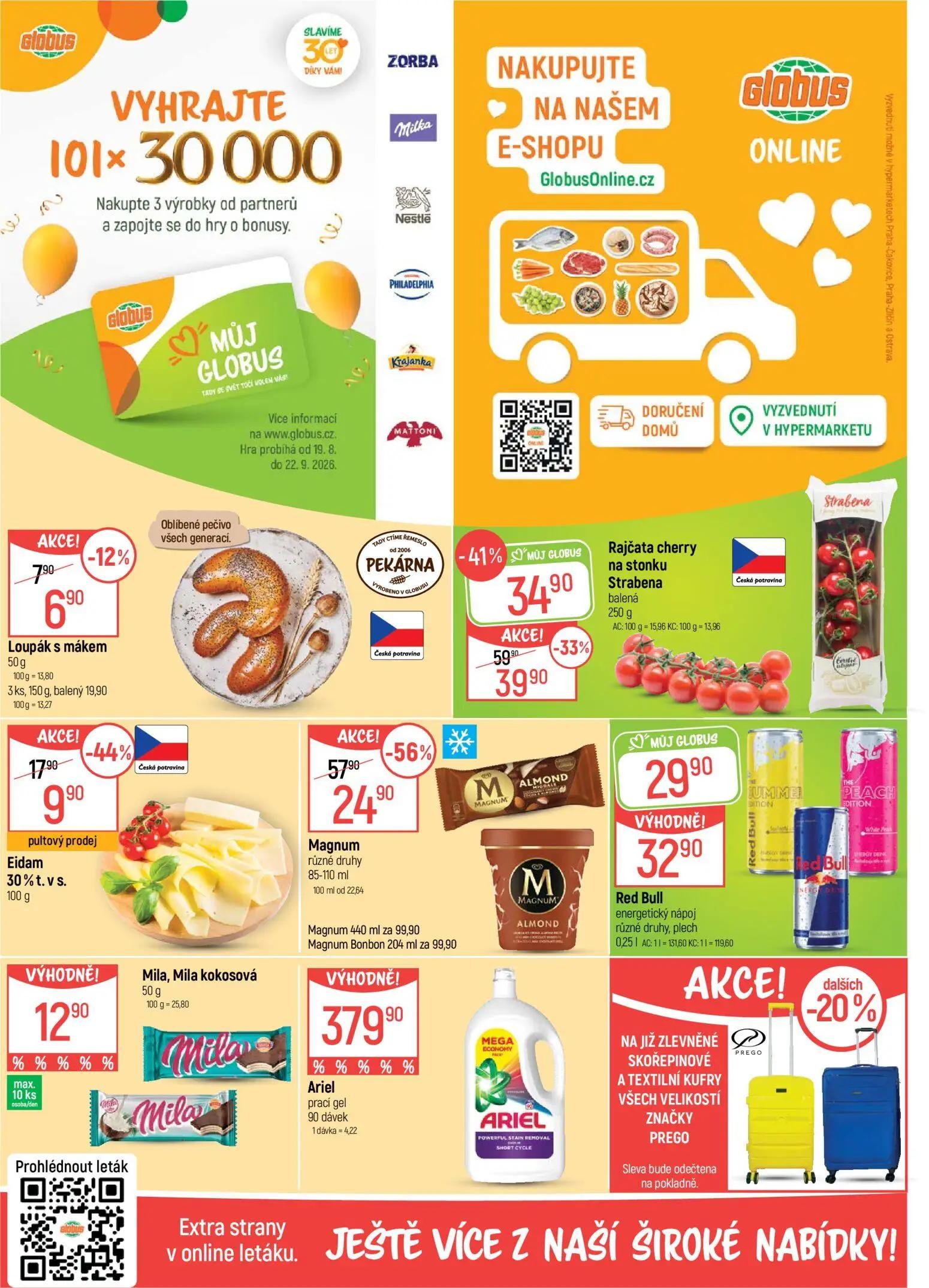 GLOBUS leták, strana 2 z 41 — Magnum různé druhy, Rajčata cherry na stonku Strabena, Eidam 30% t. v s.