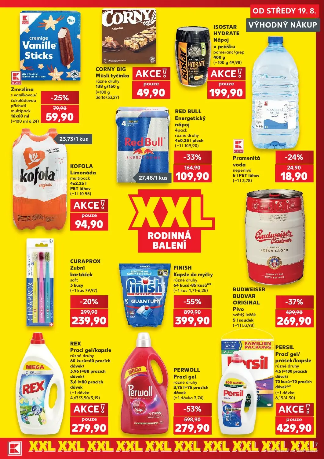 Kaufland leták, strana 7 z 52 — FINISH Kapsle do myčky, PERWOLL Prací gel, RED BULL Energetický nápoj