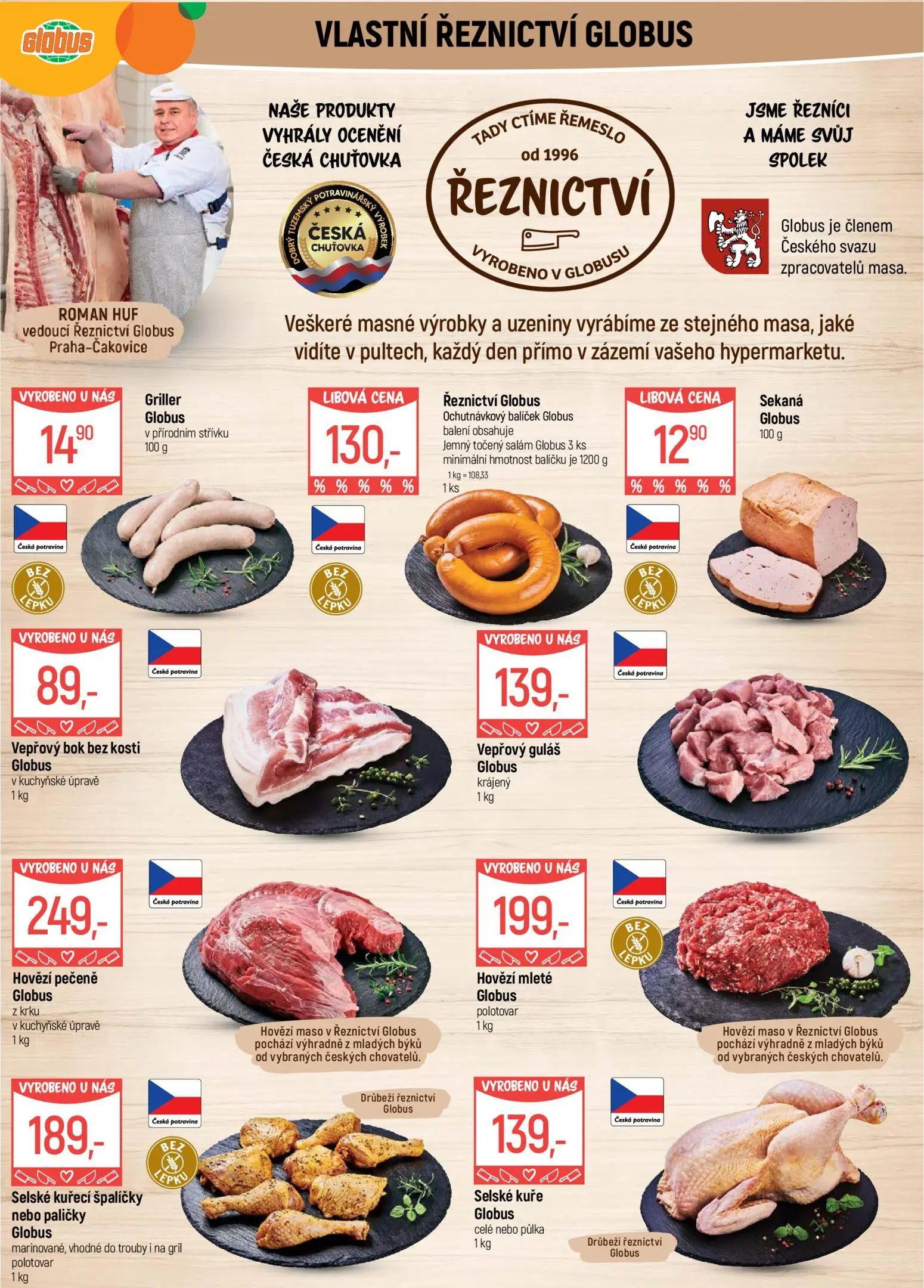 GLOBUS leták, strana 5 z 41 — Griller Globus v přírodním střívku, Řeznictví Globus Ochutnávkový balíček Globus balení obsahu…