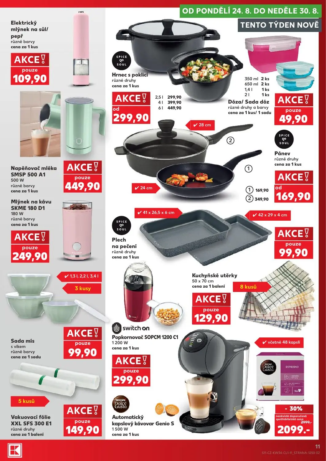Kaufland leták, strana 11 z 18 — Automatický kapslový kávovar Genio S, Pánev, Hrnec s poklicí