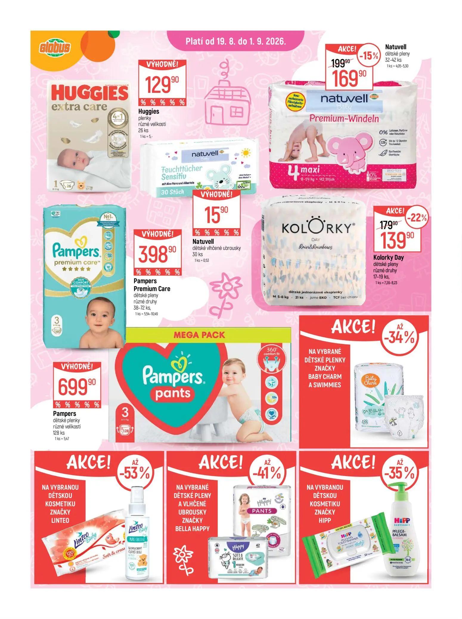 GLOBUS leták, strana 11 z 41 — Kolorky Day dětské pleny, Natuvell dětské pleny, Huggies plenky