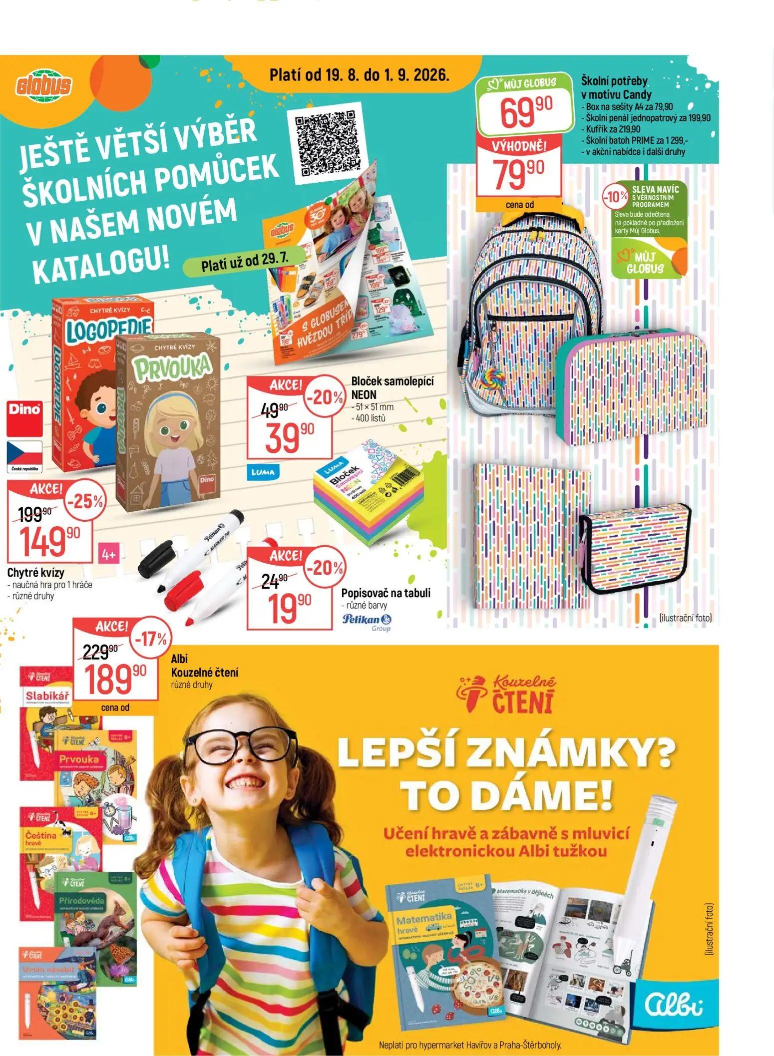 GLOBUS leták, strana 15 z 41 — Chytré kvízy naučná hra pro 1 hráče - různé druhy, Albi Kouzelné čtení různé druhy, Bloček sa…