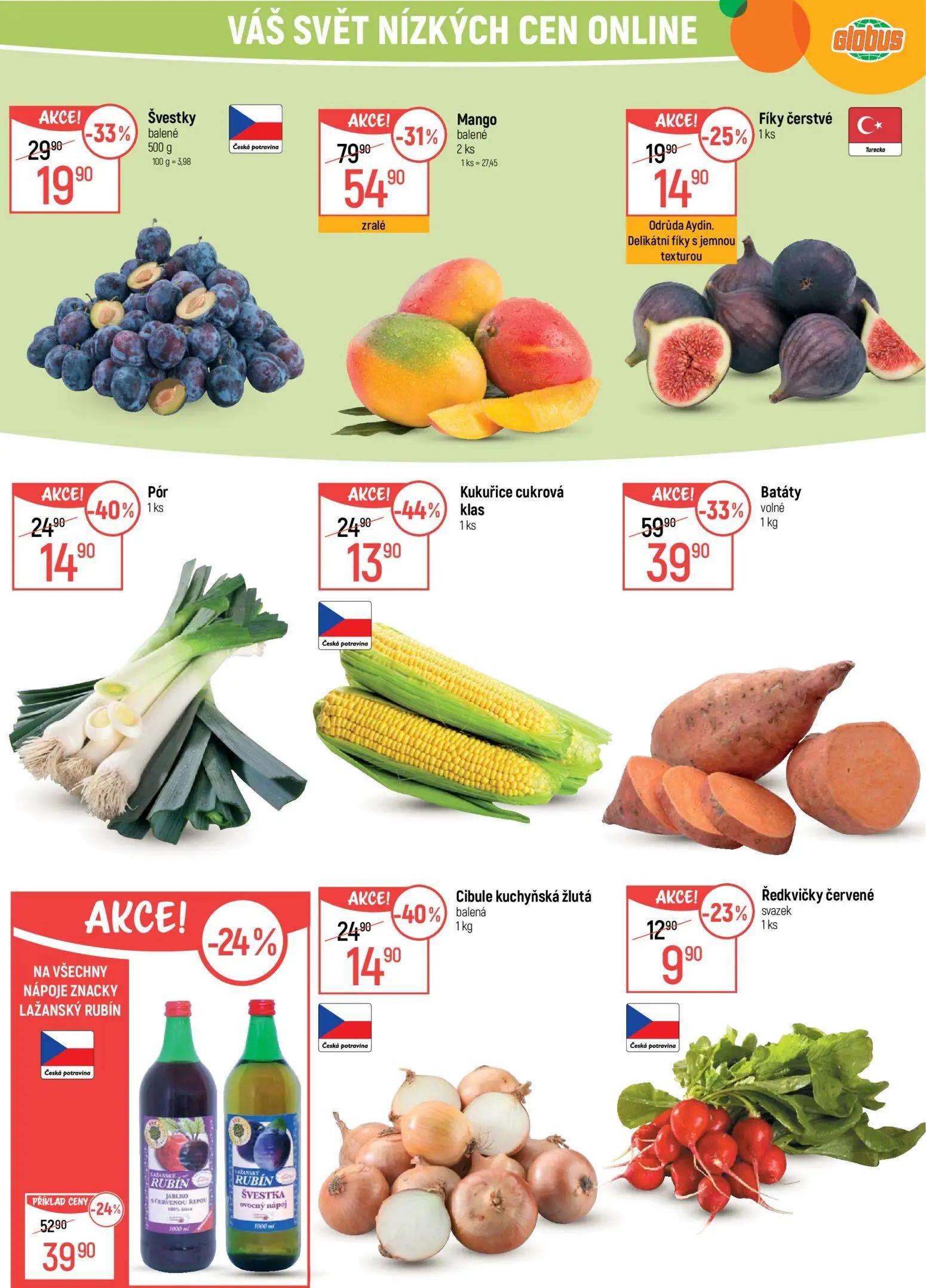 GLOBUS leták, strana 20 z 41 — Mango balené, Batáty volné, NÁPOJE ZNACKY LAŽANSKÝ RUBÍN