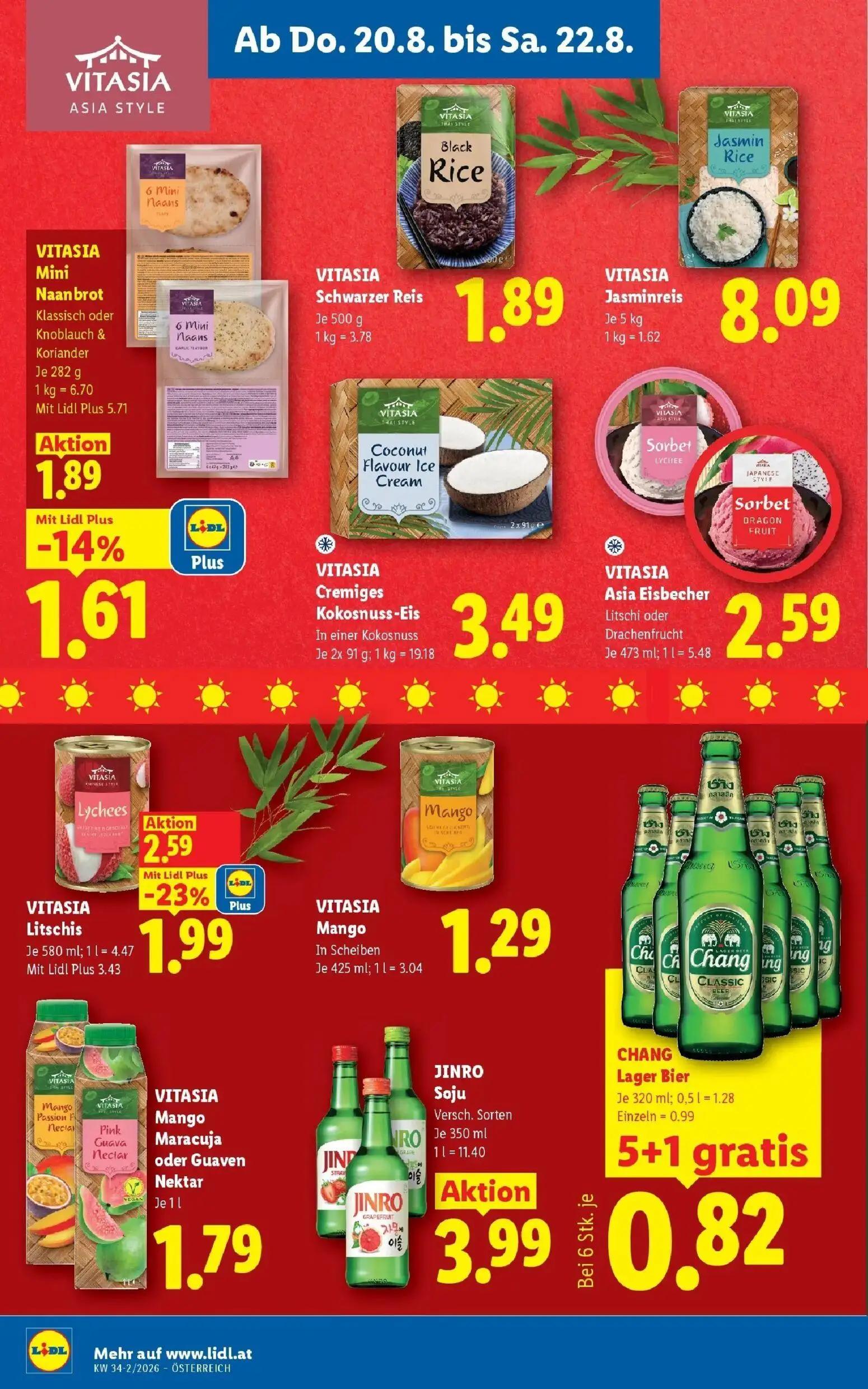 Lidl Prospekt, Seite 18 von 55 — VITASIA Litschis, VITASIA Mini Naanbrot Klassisch oder Knoblauch & Koriander, VITASIA Schwa…