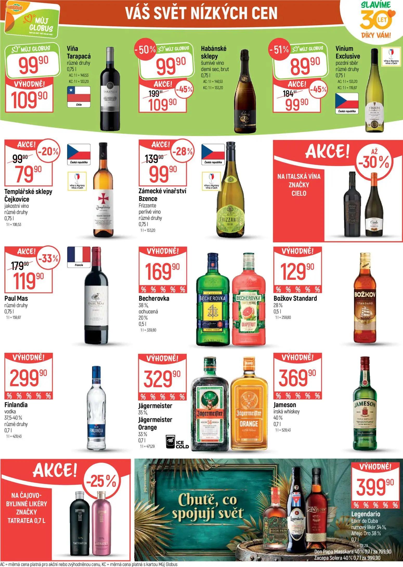 GLOBUS leták, strana 26 z 41 — Habánské sklepy šumivé víno demi sec, brut, Vinium Exclusive pozdní sběr různé druhy, Paul Ma…