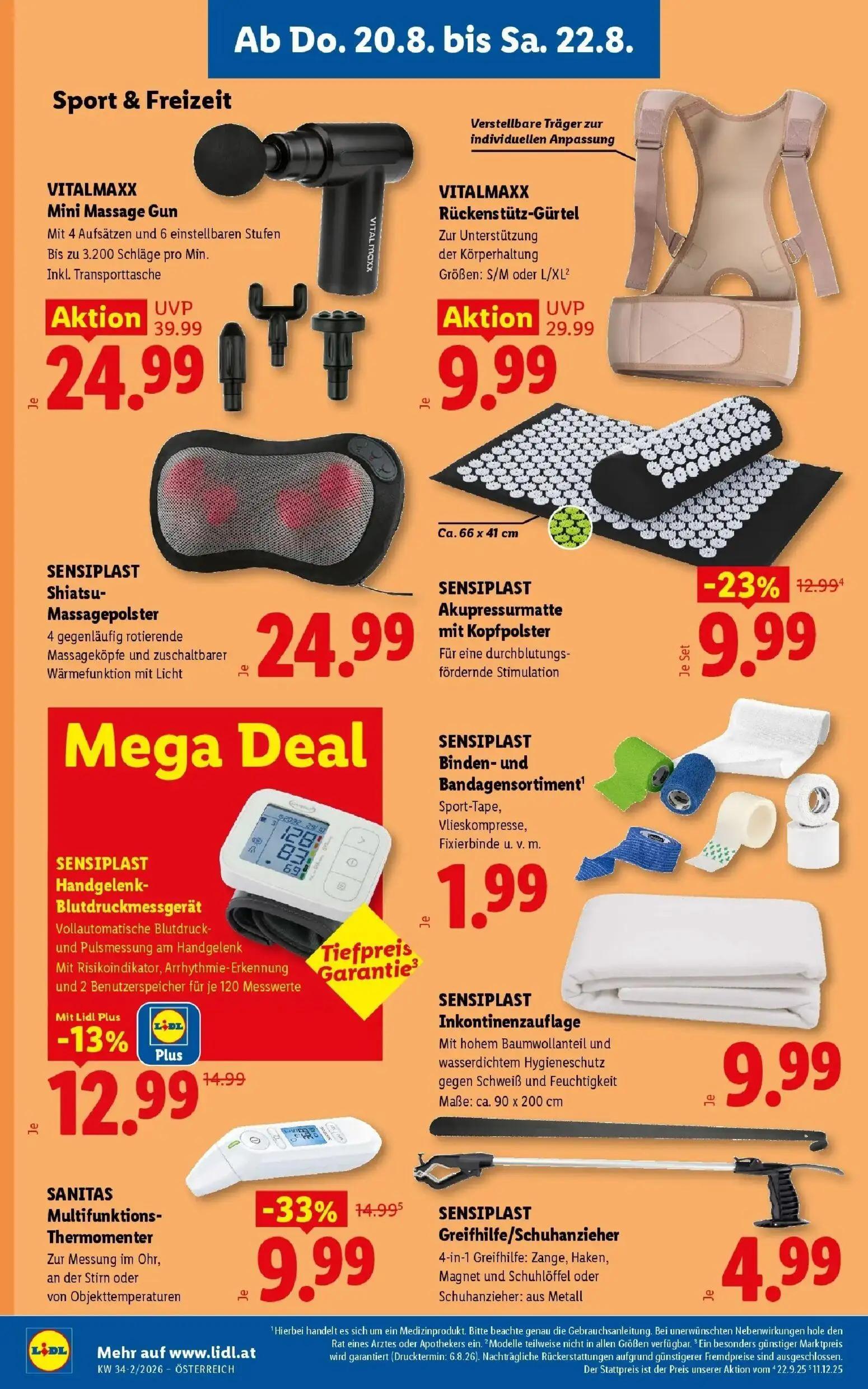 Lidl Prospekt, Seite 24 von 55 — VITALMAXX Rückenstütz-Gürtel, VITALMAXX Mini Massage Gun, SANITAS Multifunktions-Thermoment…