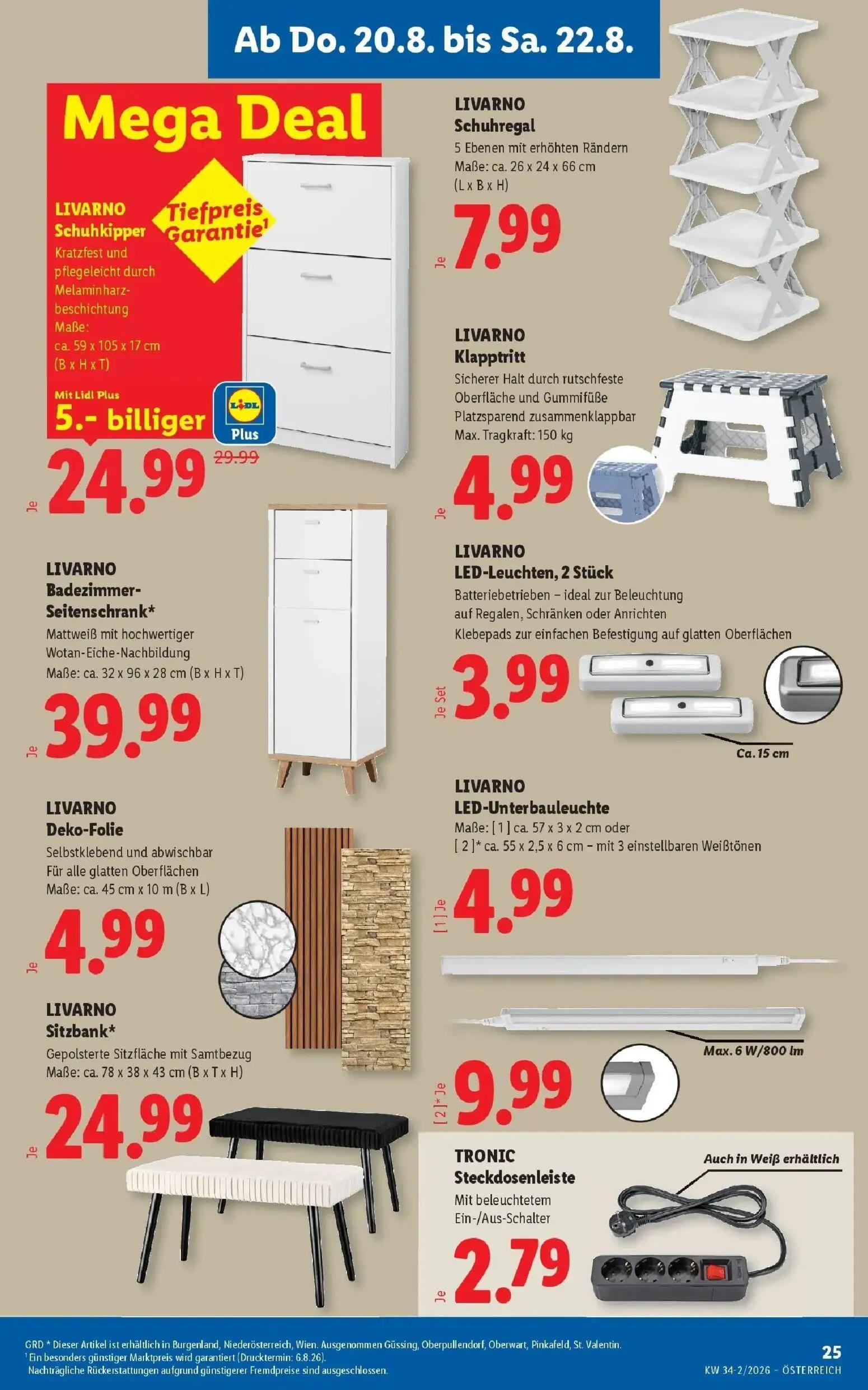 Lidl Prospekt, Seite 29 von 55 — LIVARNO Schuhkipper, LIVARNO LED-Unterbauleuchte, LIVARNO Schuhregal