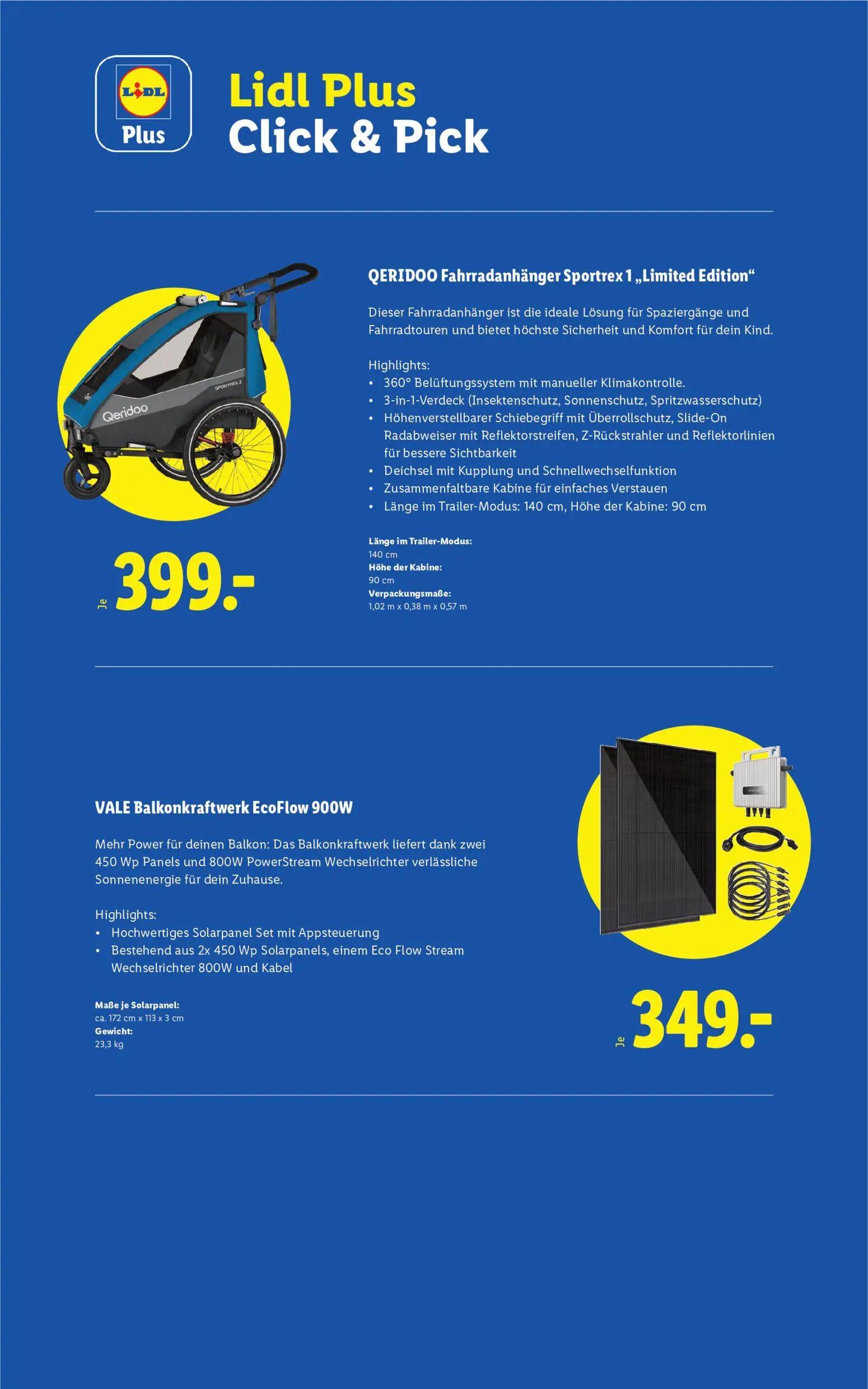 Lidl Prospekt, Seite 2 von 2 — QERIDOO Fahrradanhänger Sportrex 1„Limited Edition", VALE Balkonkraftwerk EcoFlow 900W