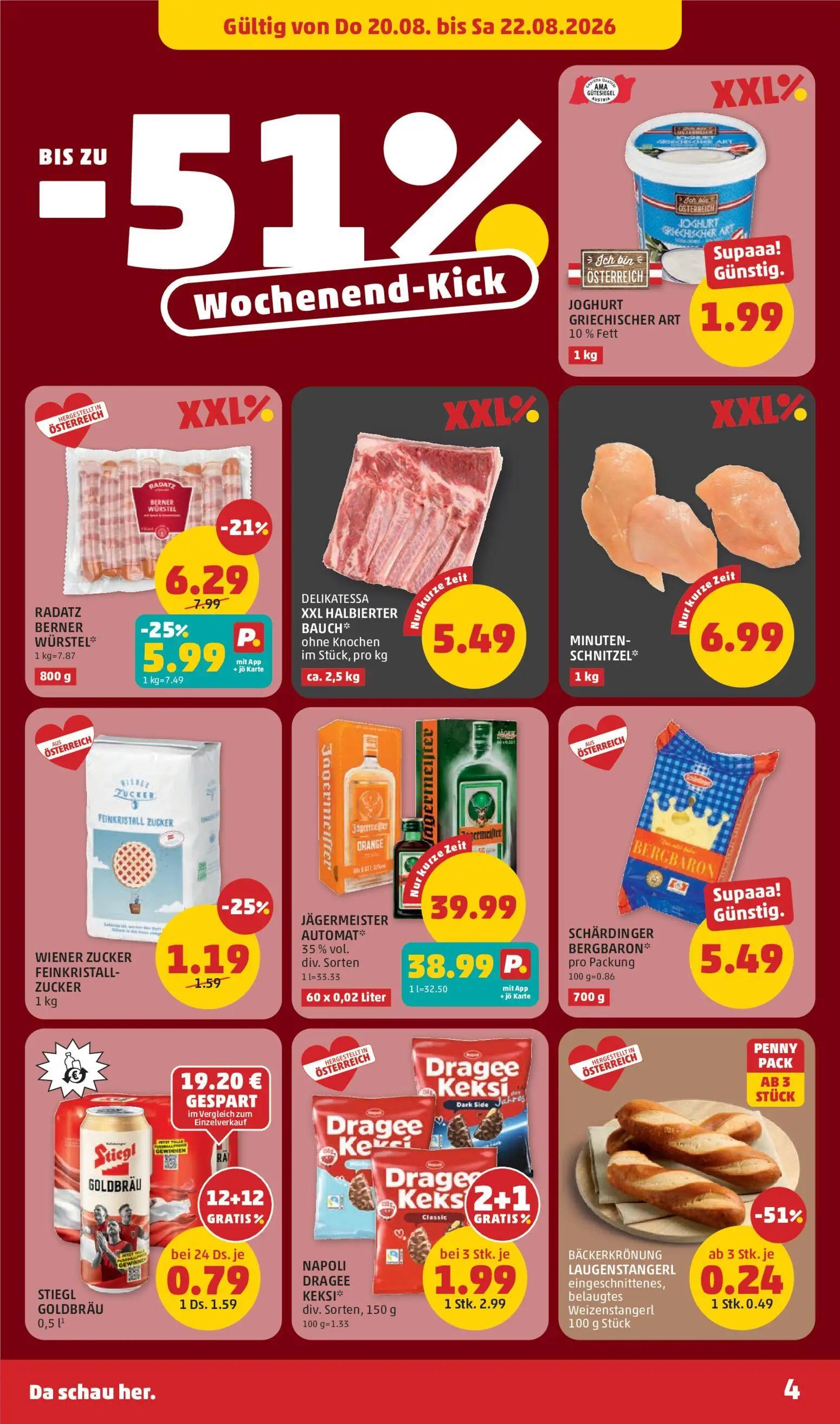 PENNY Prospekt, Seite 4 von 28 — JOGHURT GRIECHISCHER ART 10% Fett, NAPOLI DRAGEE KEKSI* div. Sorten