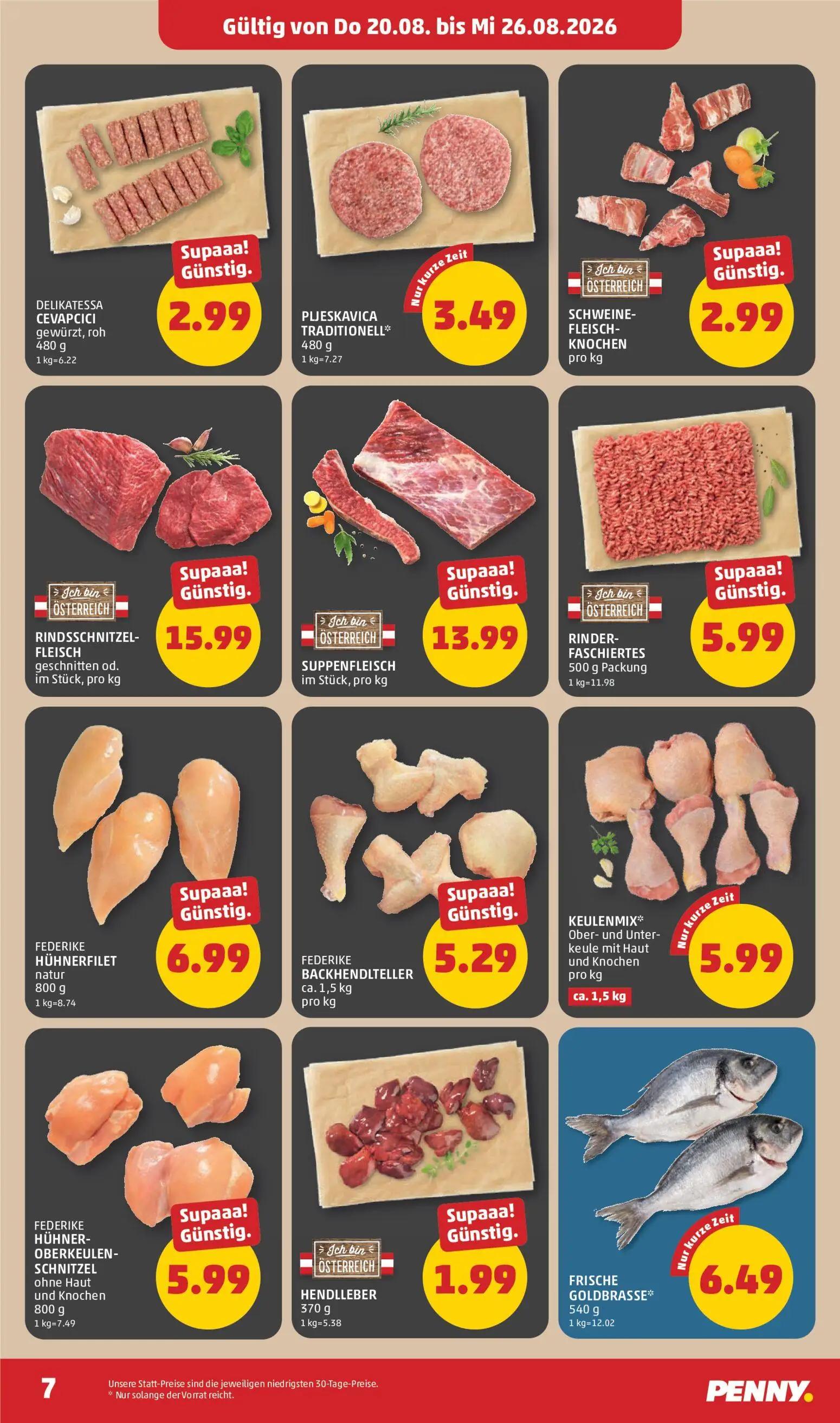 PENNY Prospekt, Seite 7 von 28 — DELIKATESSA CEVAPCICI gewürzt, roh, PLJESKAVICA TRADITIONELL*