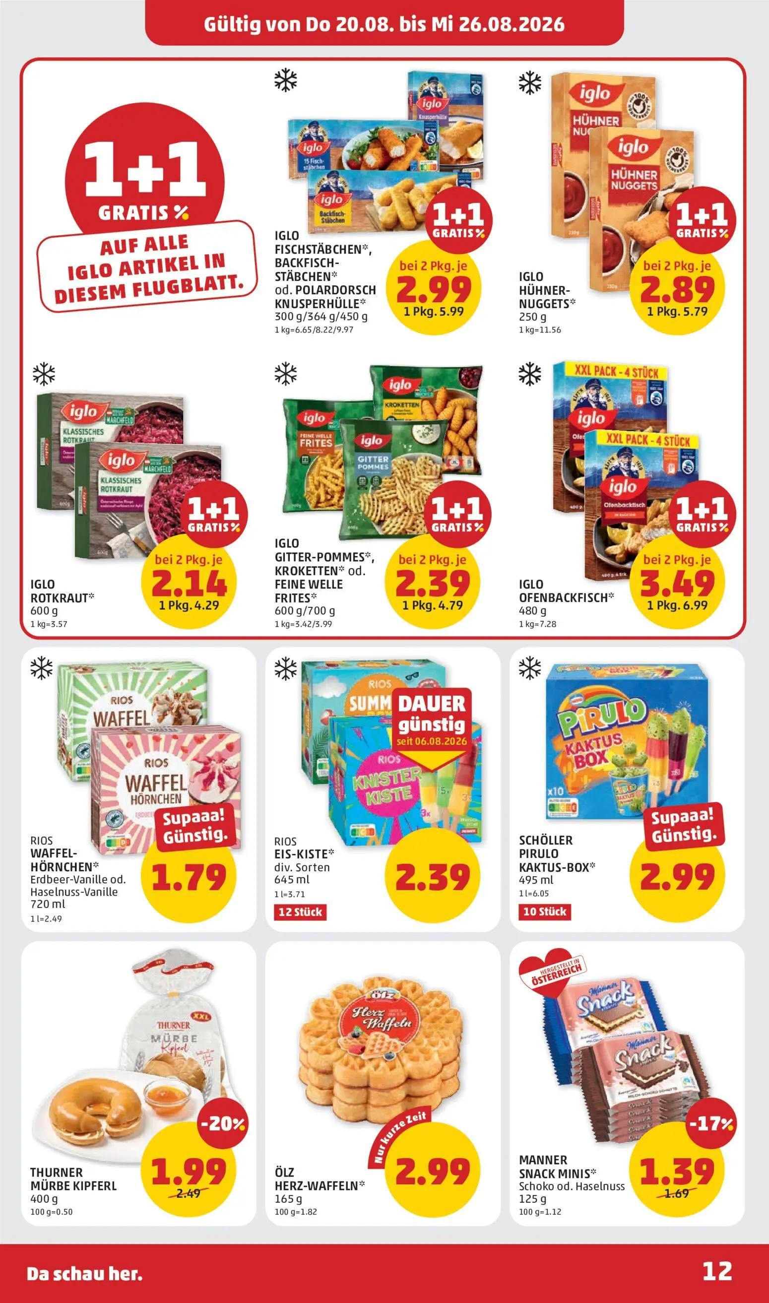 PENNY Prospekt, Seite 12 von 28 — THURNER MÜRBE KIPFERL, MANNER SNACK MINIS*, ÖLZ HERZ-WAFFELN*