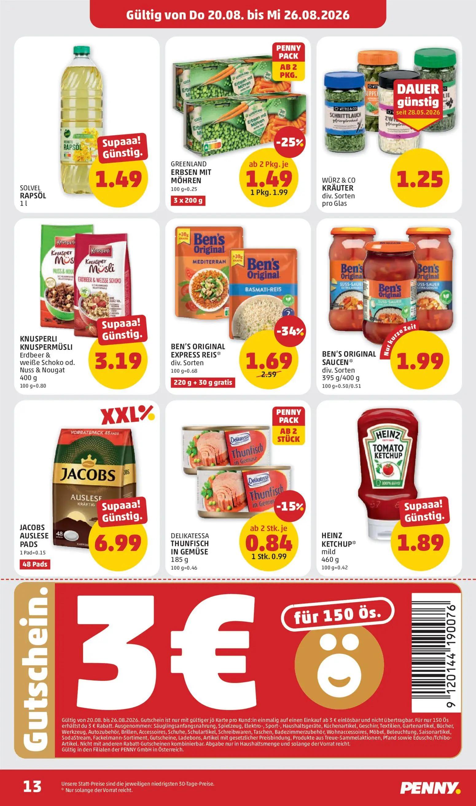 PENNY Prospekt, Seite 13 von 28 — WÜRZ & CO KRÄUTER div. Sorten, JACOBS AUSLESE PADS