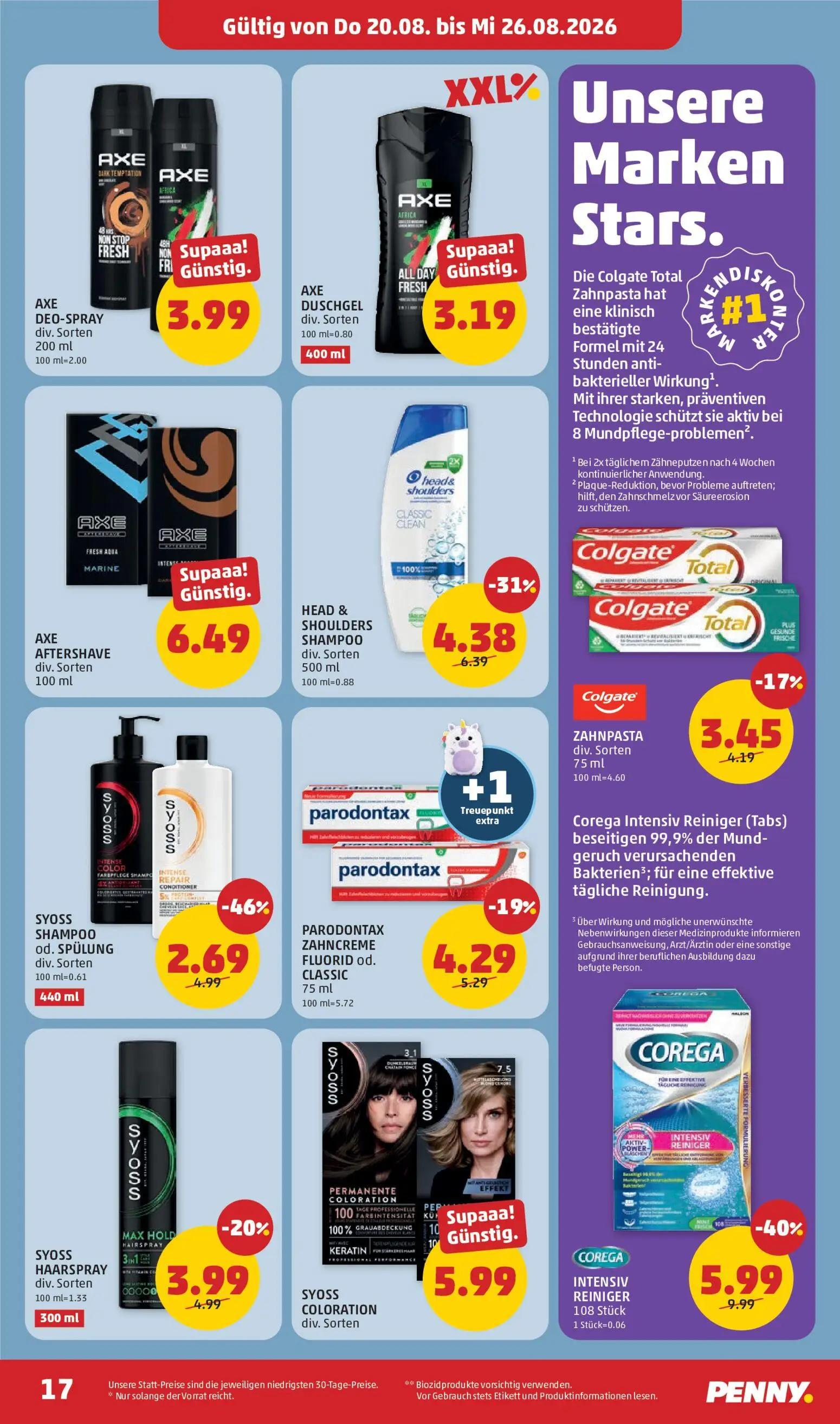 PENNY Prospekt, Seite 17 von 28 — HEAD & SHOULDERS SHAMPOO, Colgate ZAHNPASTA