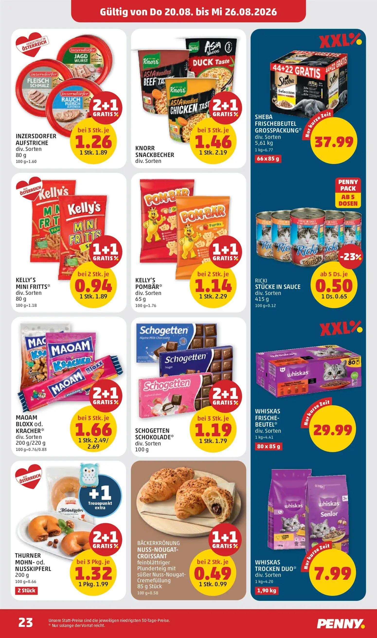 PENNY Prospekt, Seite 23 von 28 — KELLY'S POMBÄR*, KELLY'S MINI FRITTS*, BÄCKERKRÖNUNG NUSS-NOUGAT-CROISSANT