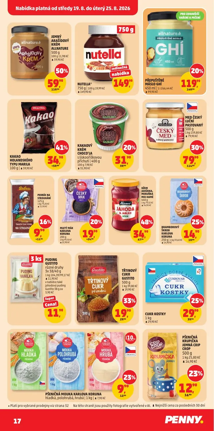PENNY leták, strana 17 z 36 — JEMNÝ ARAŠÍDOVÝ KRÉM ALLNATURE, MED ČESKÝ LUČNÍ PASTOVOVANÝ, DŽEM JAHŮDKA, MERUŇKA MIX HAMÉ