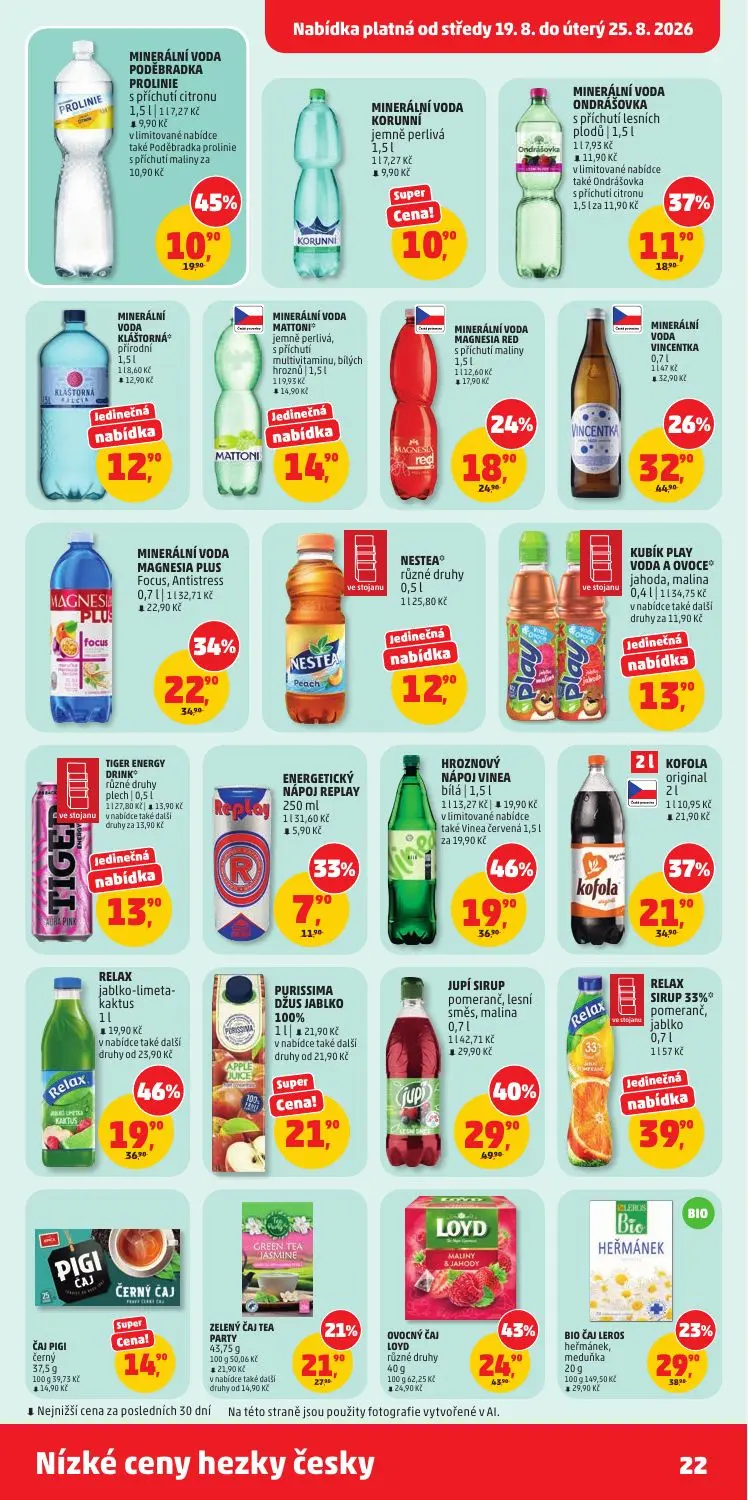PENNY leták, strana 22 z 36 — RELAX jablko-limeta-kaktus, KOFOLA original, MINERÁLNÍ VODA MAGNESIA PLUS Focus, Antistress
