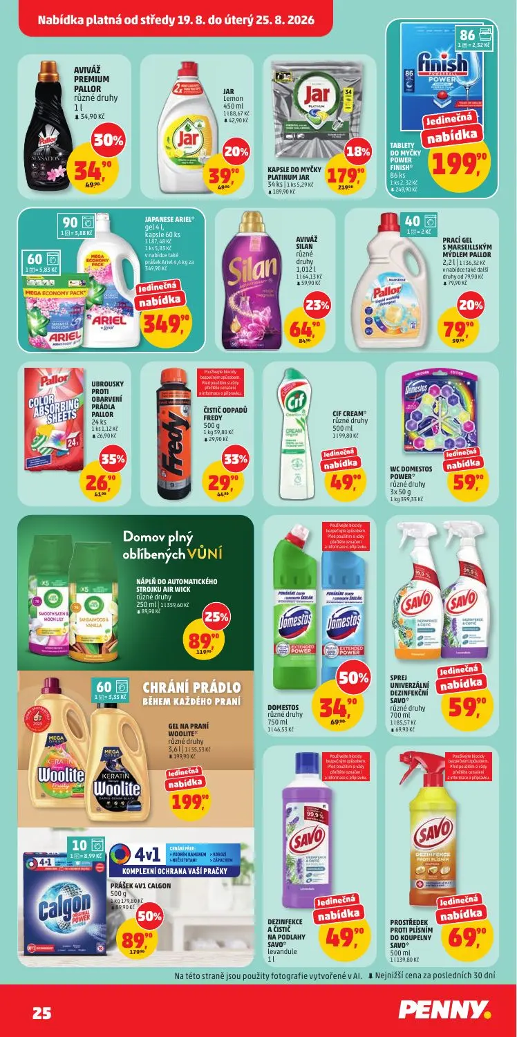 PENNY leták, strana 25 z 36 — TABLETY DO MYČKY POWER FINISH, KAPSLE DO MYČKY PLATINUM JAR, DOMESTOS různé druhy